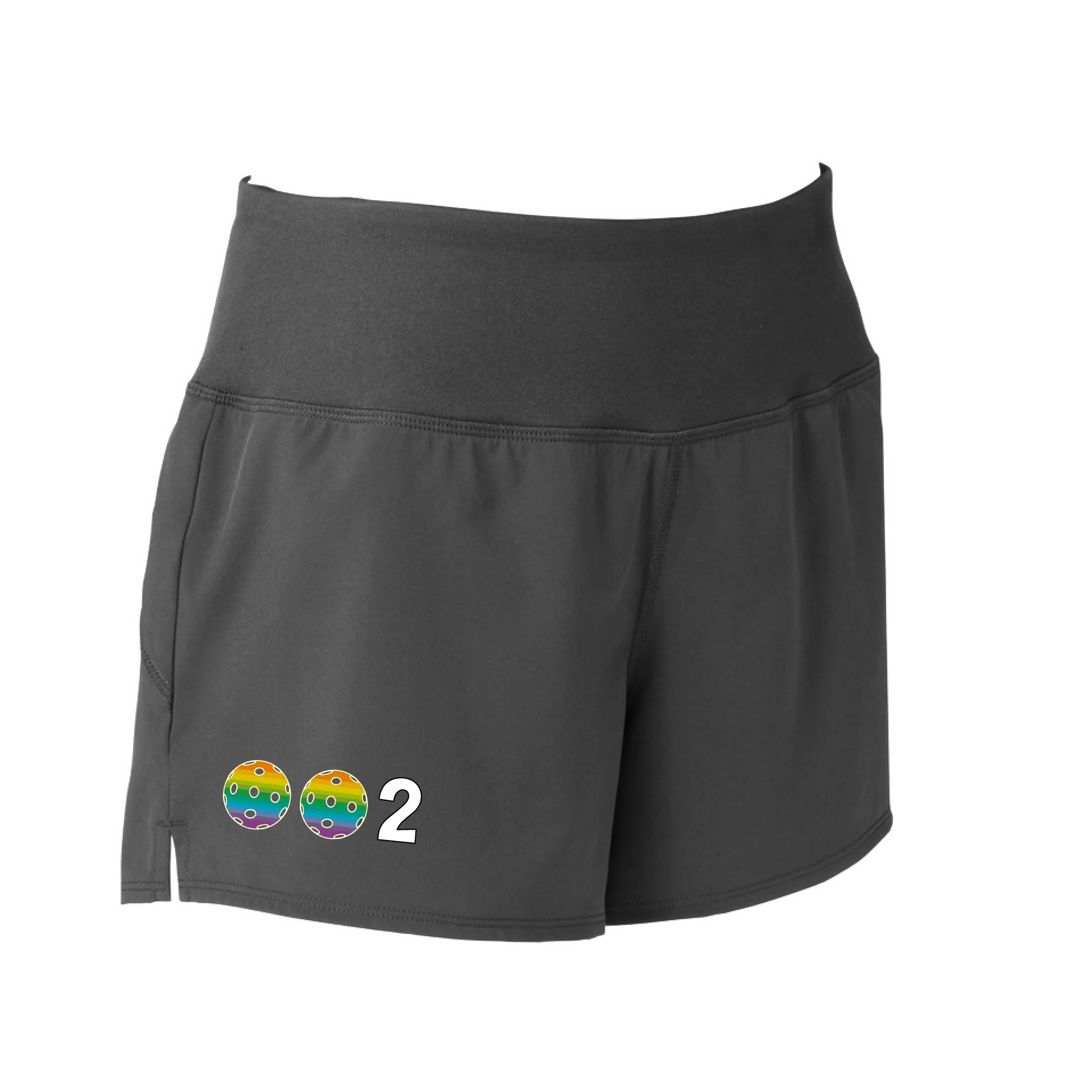 002 With Pickleballs (Colors Cyan Orange Purple Rainbow) | Women's Pickleball Shorts