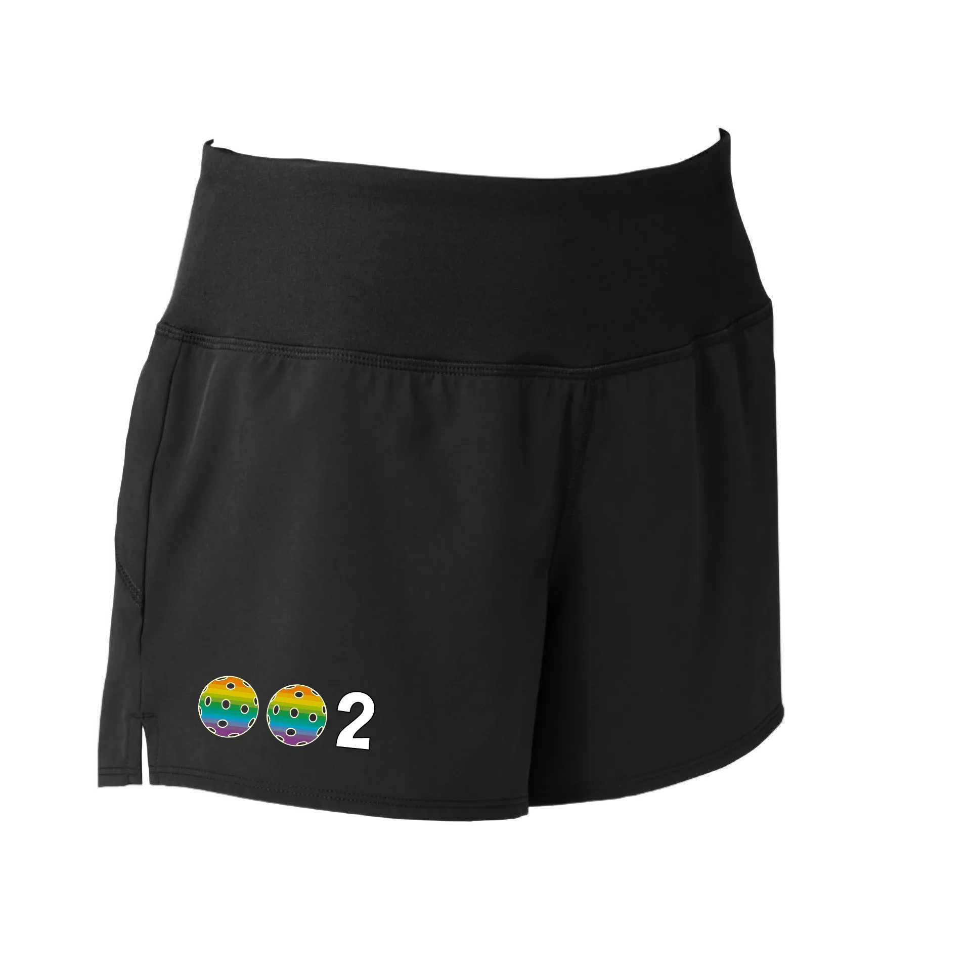 002 With Pickleballs (Colors Cyan Orange Purple Rainbow) | Women's Pickleball Shorts