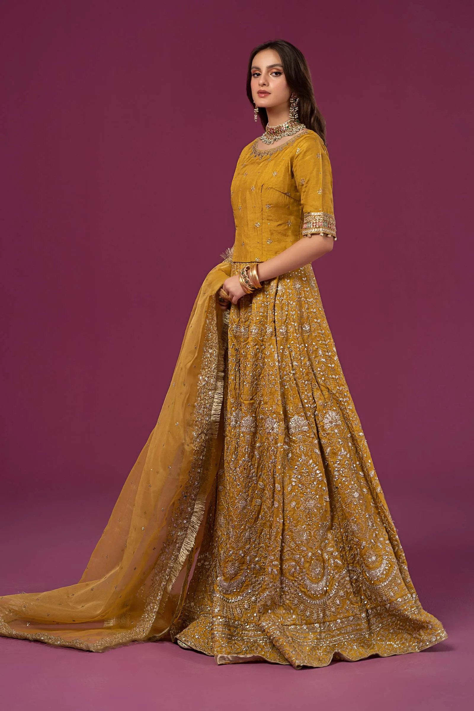 3 Piece Embroidered Raw Silk Suit | SF-EF24-26