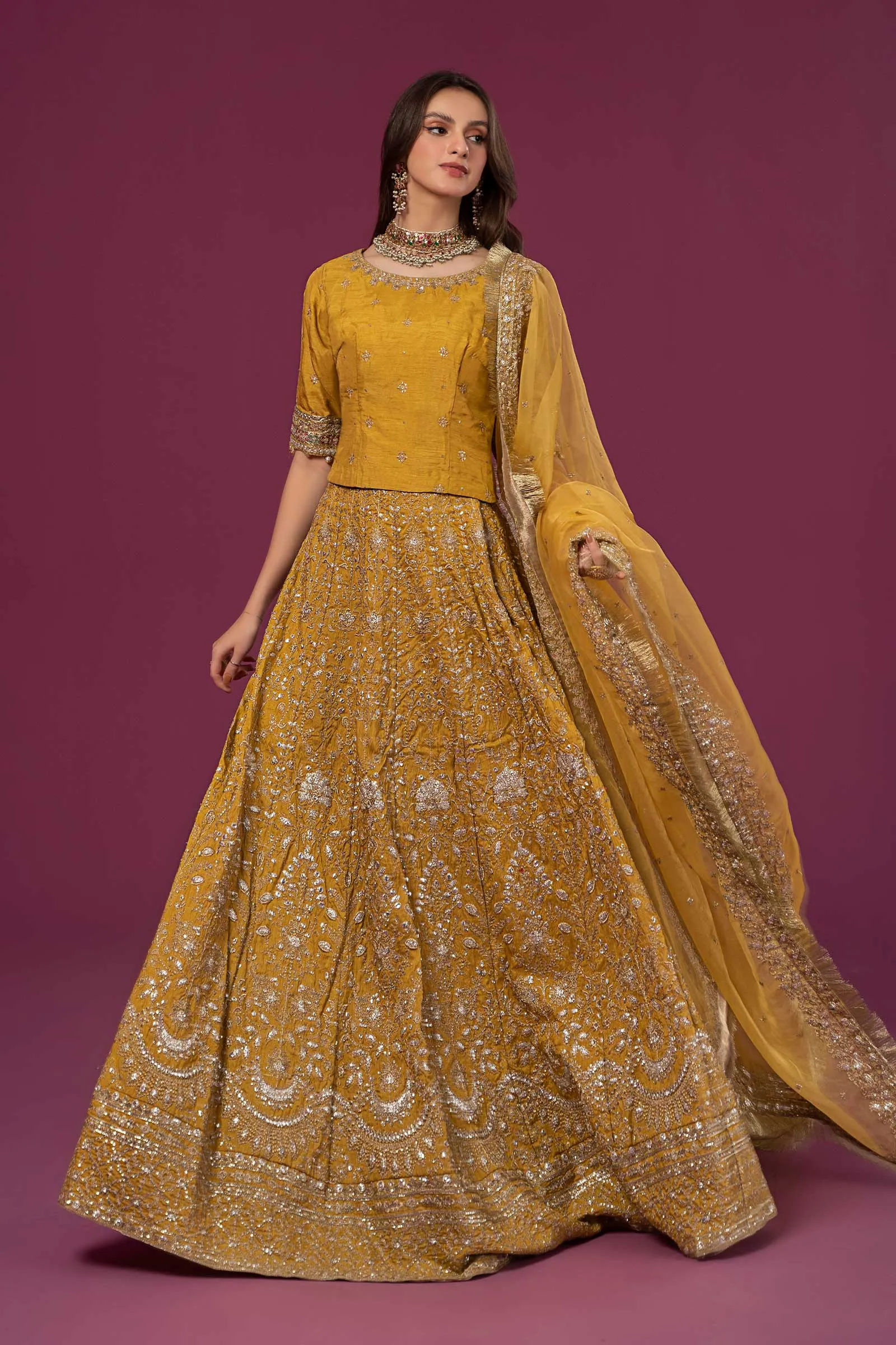 3 Piece Embroidered Raw Silk Suit | SF-EF24-26