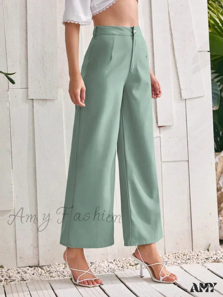 Amy Fashion - ely Solid Wide Leg Pants