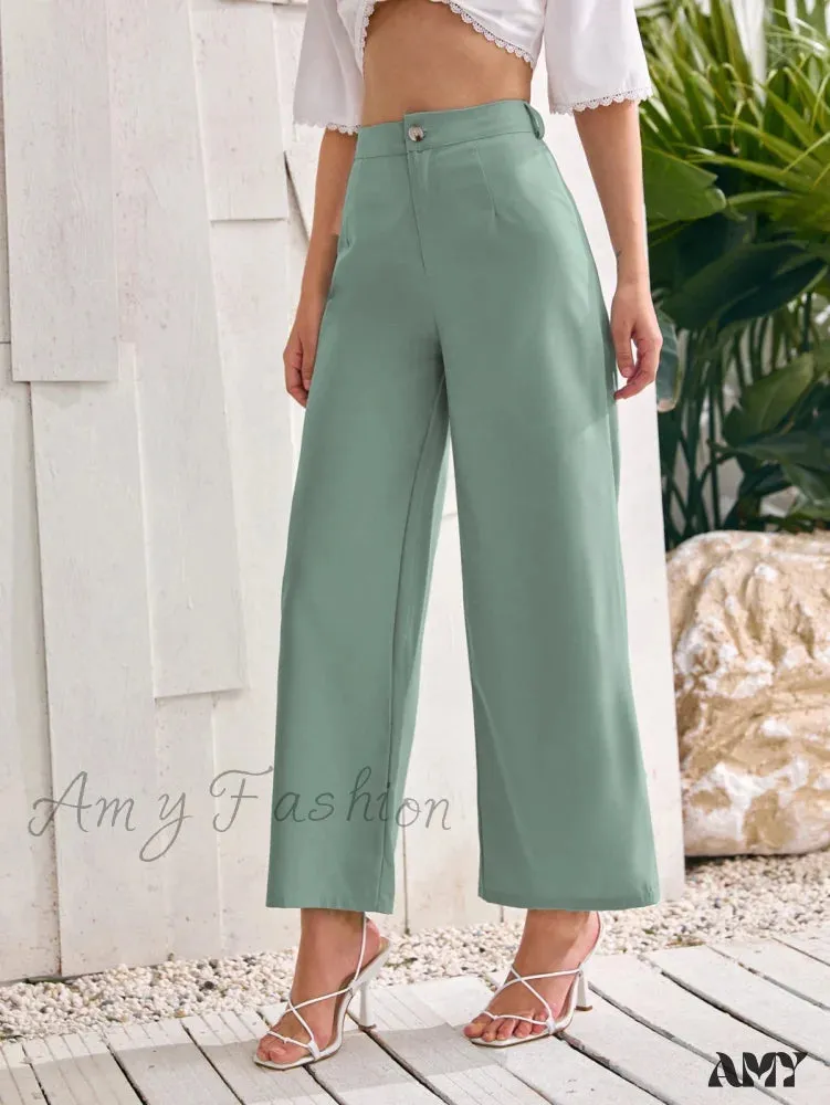 Amy Fashion - ely Solid Wide Leg Pants