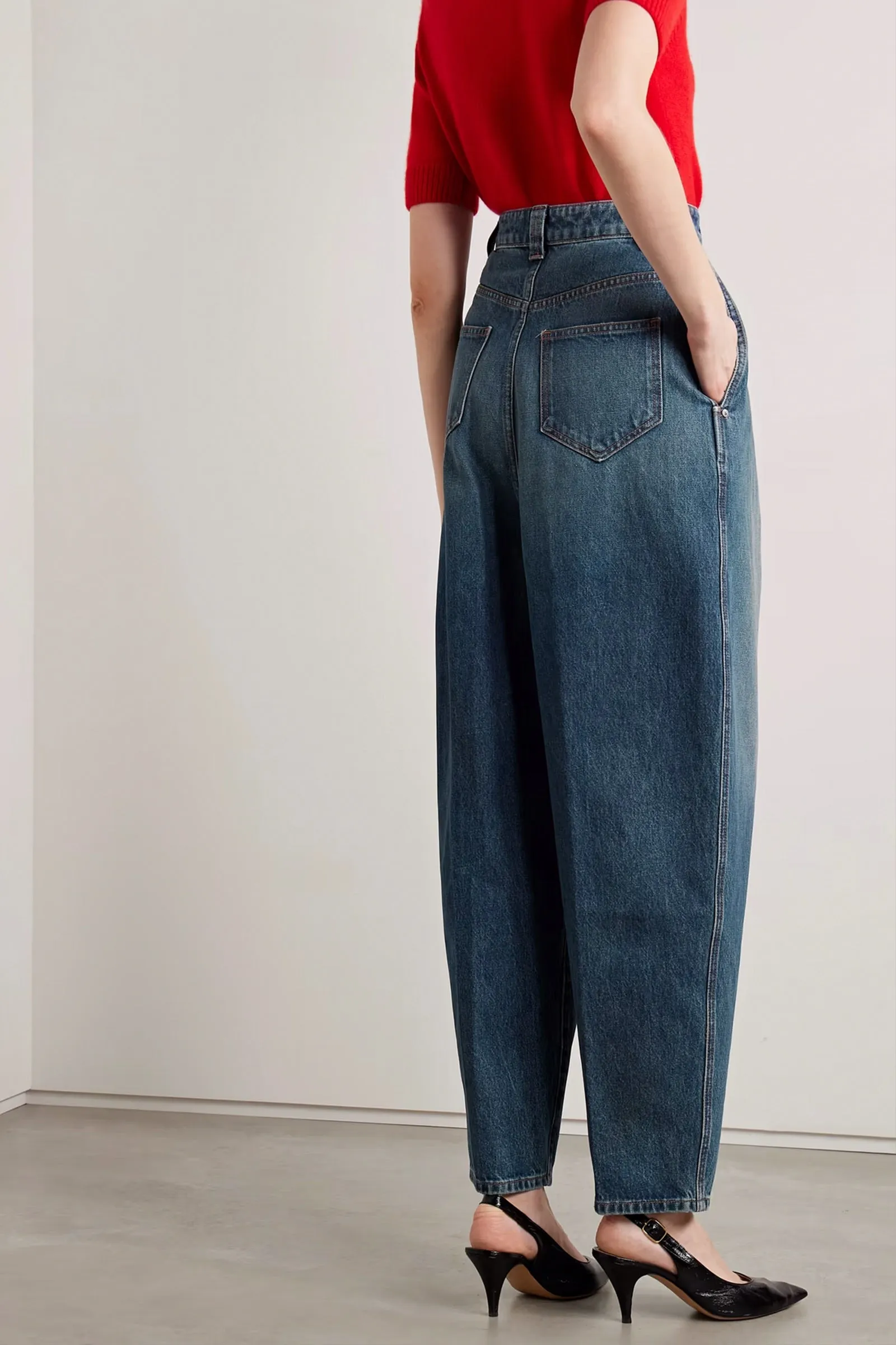 Ashford Pleated High-Rise Tapered Jeans