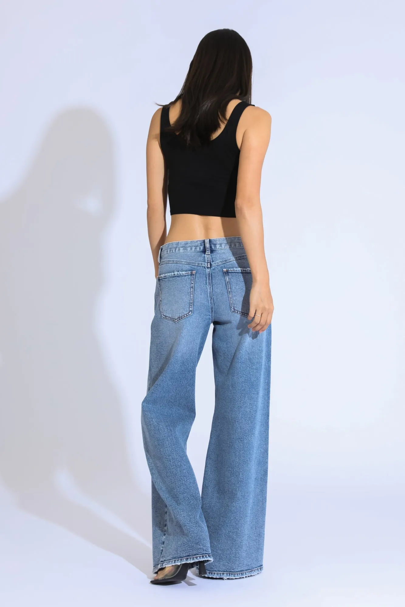 ASHLEY CLASSIC LOW RISE A-LINE BAGGY JEANS - INDIGO