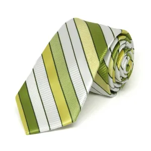 Asparagus Green Douglas Striped Slim Necktie, 2.5" Width