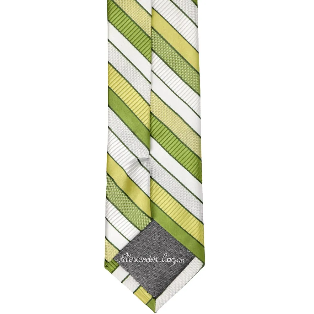 Asparagus Green Douglas Striped Slim Necktie, 2.5" Width