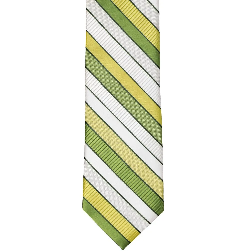 Asparagus Green Douglas Striped Slim Necktie, 2.5" Width