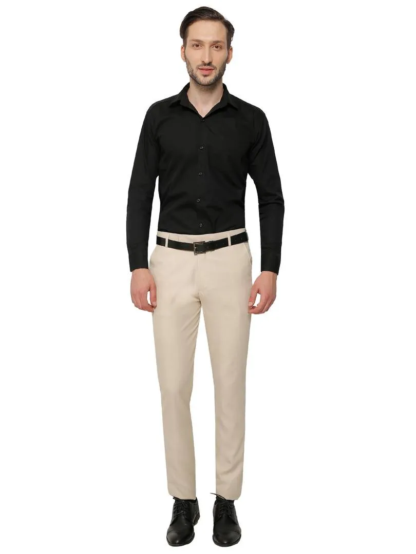 Beige Slim Fit Formal Trouser