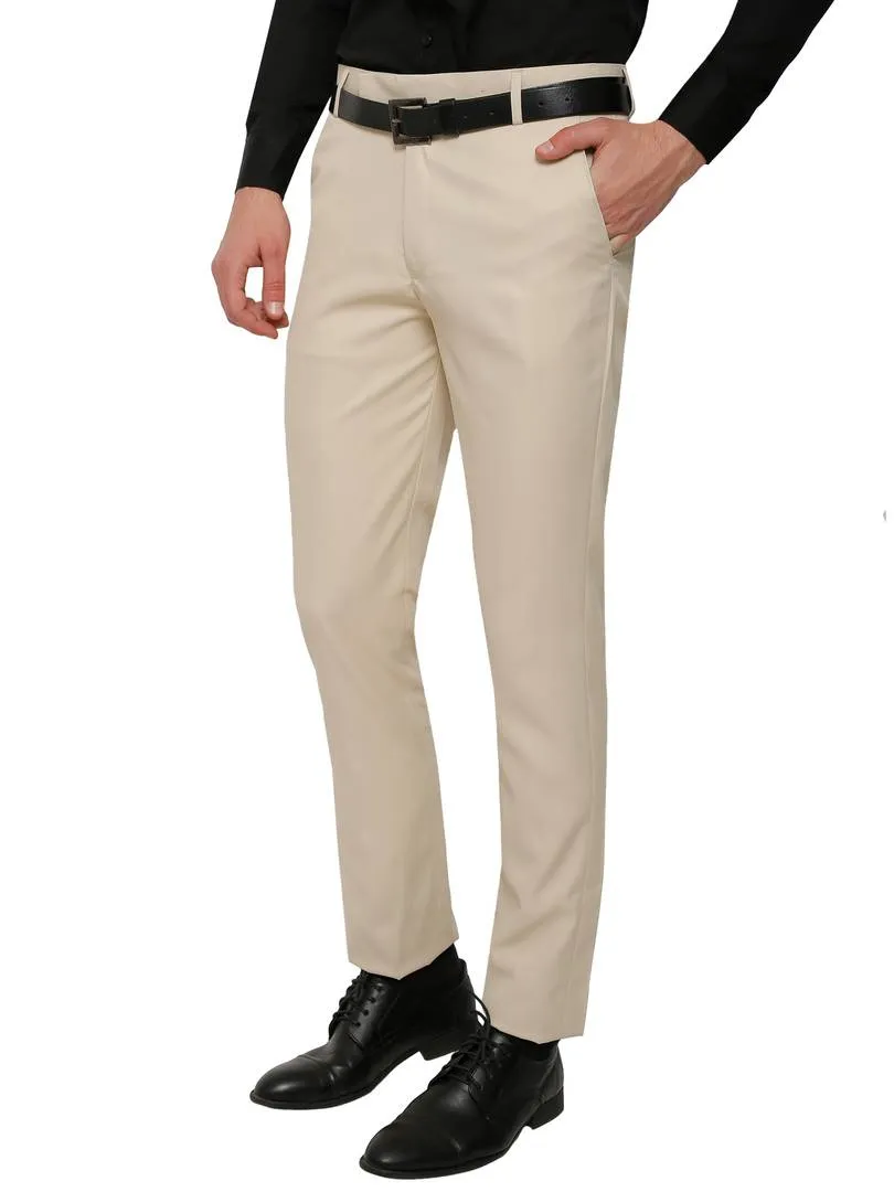 Beige Slim Fit Formal Trouser