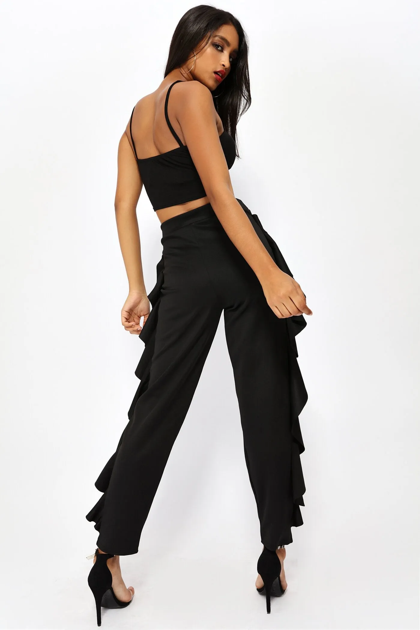 Black Frill Side Trousers