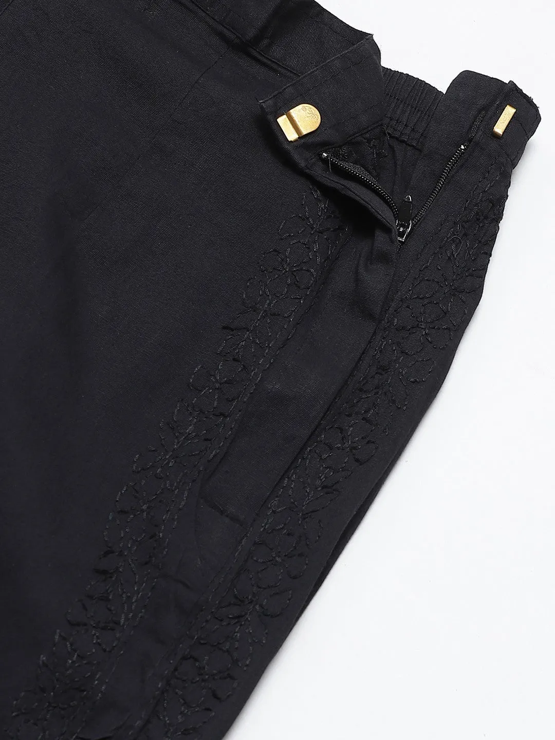 Black Lucknow Chikankari Sustainable Trousers