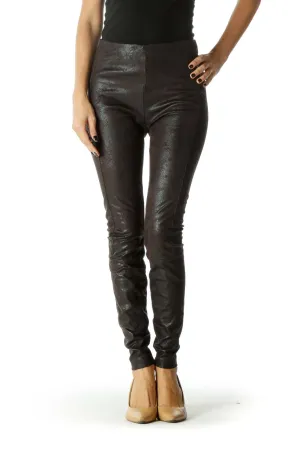 Black Metallic Stretchy Leggings