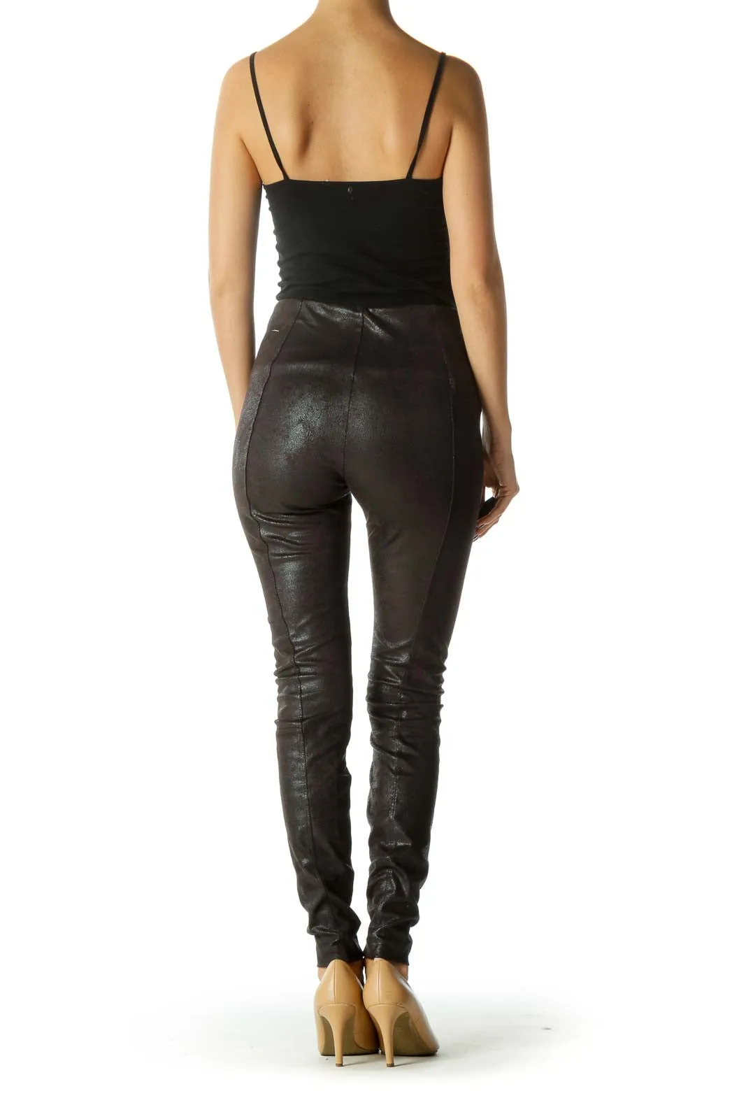 Black Metallic Stretchy Leggings