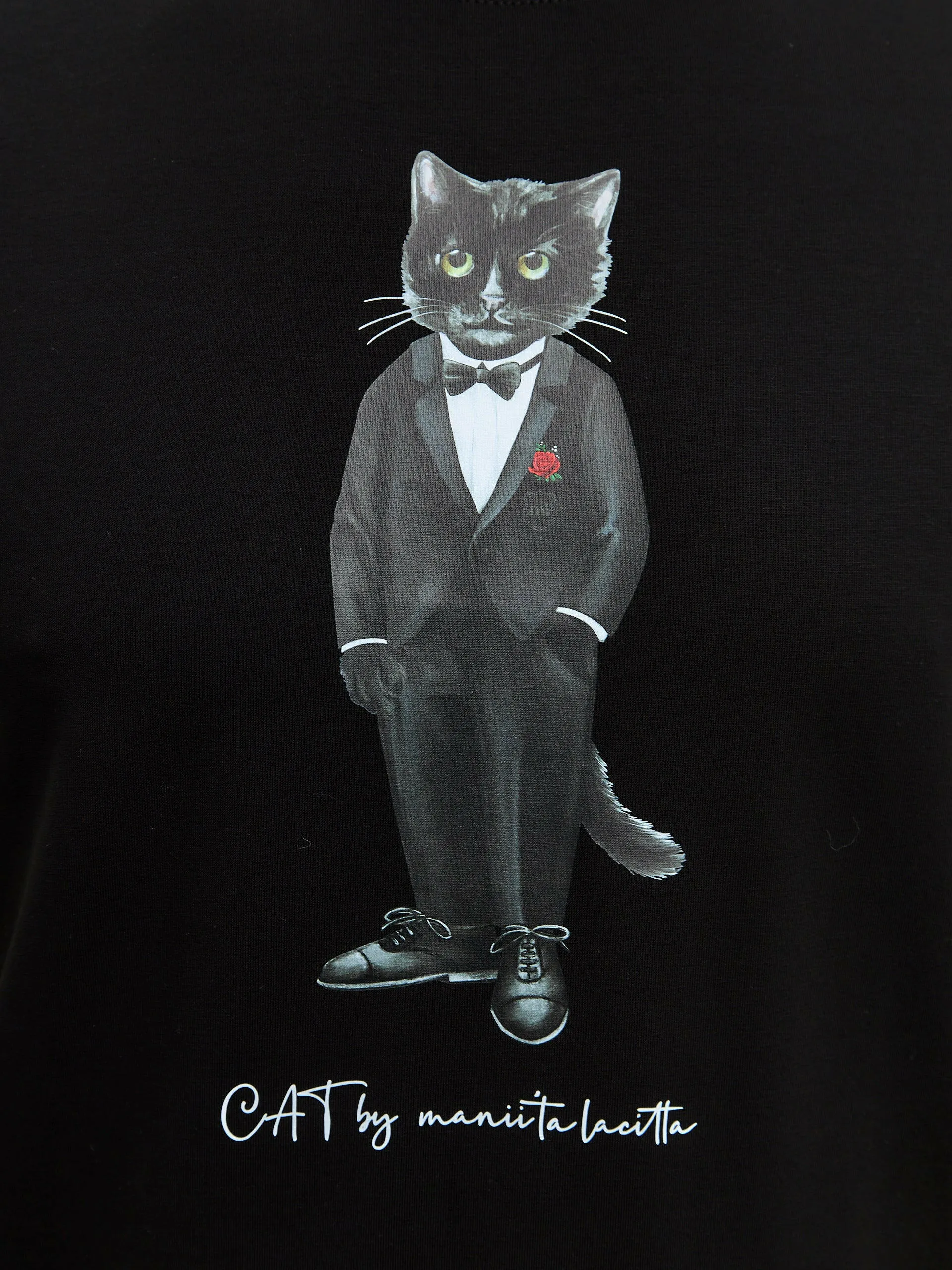 Black Printed T-shirt GROOM CAT