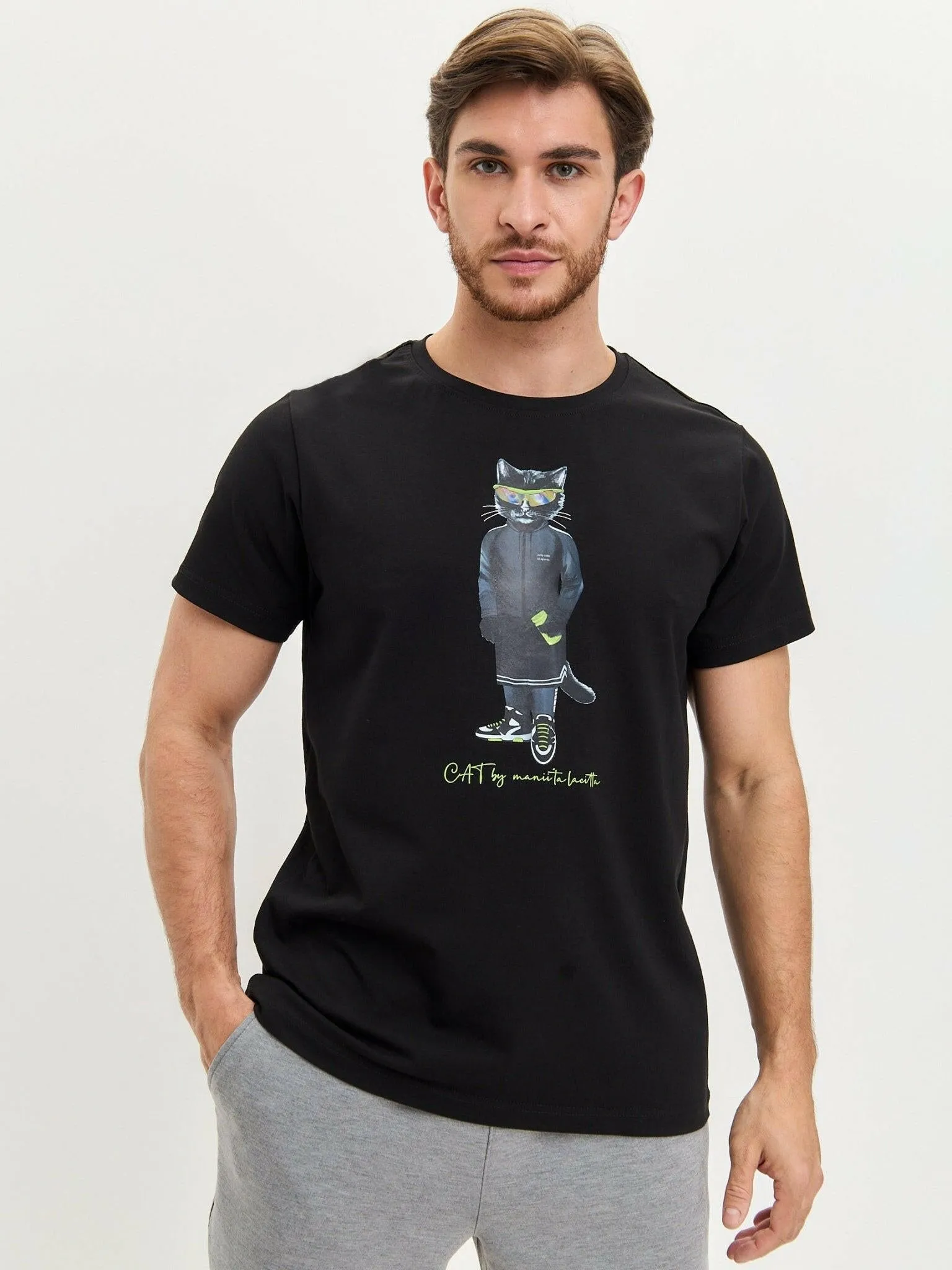 Black Printed T-shirt SPORT CAT