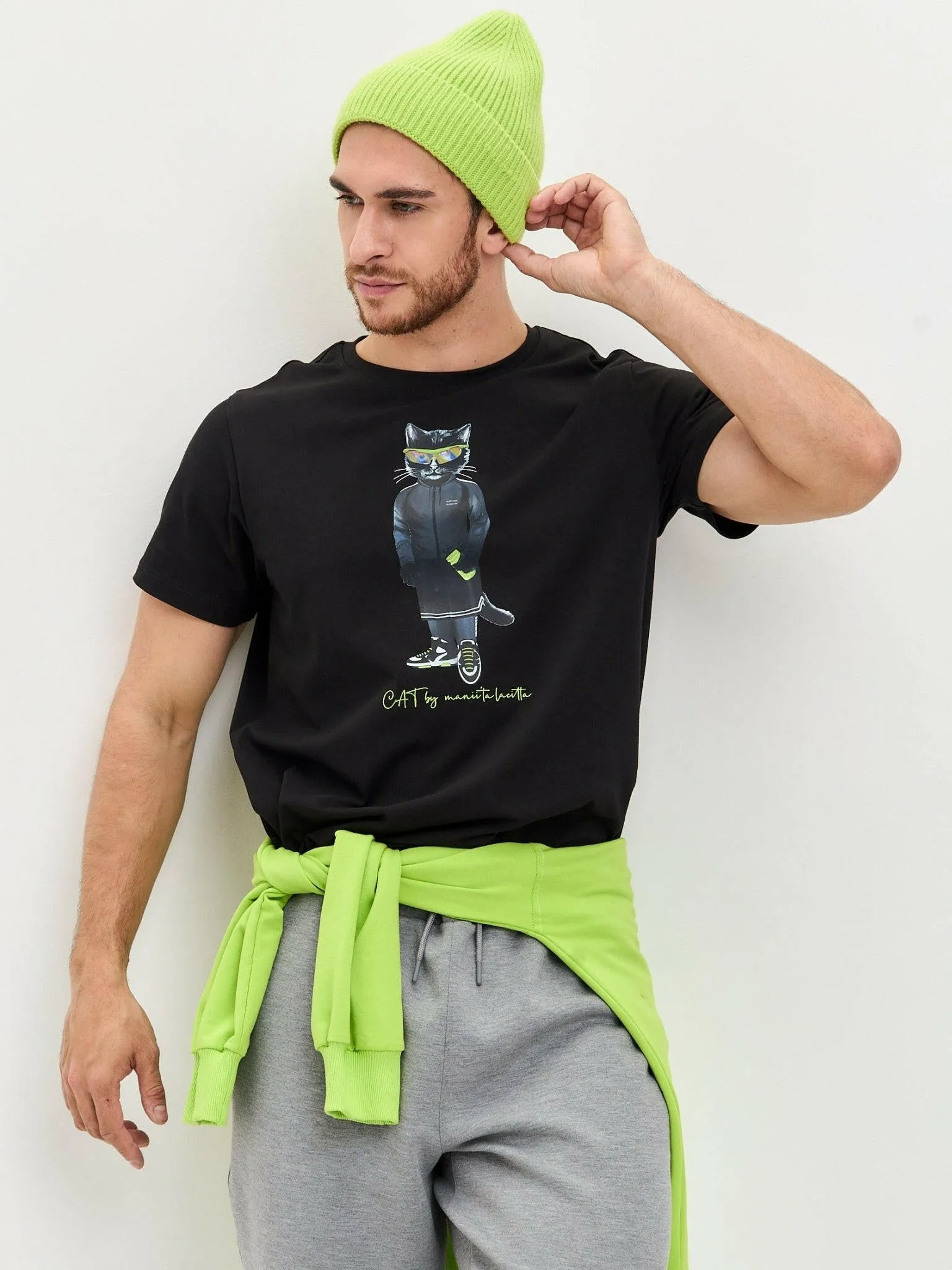 Black Printed T-shirt SPORT CAT