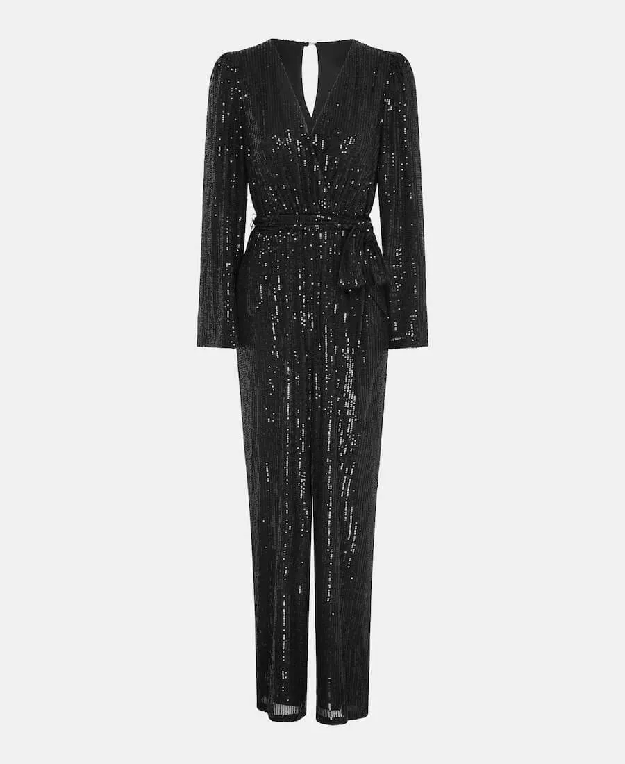 Black Sequin Jersey Jumpsuit