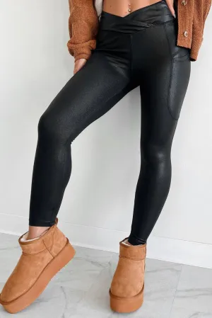 Black V Crossover High Waist Leggings