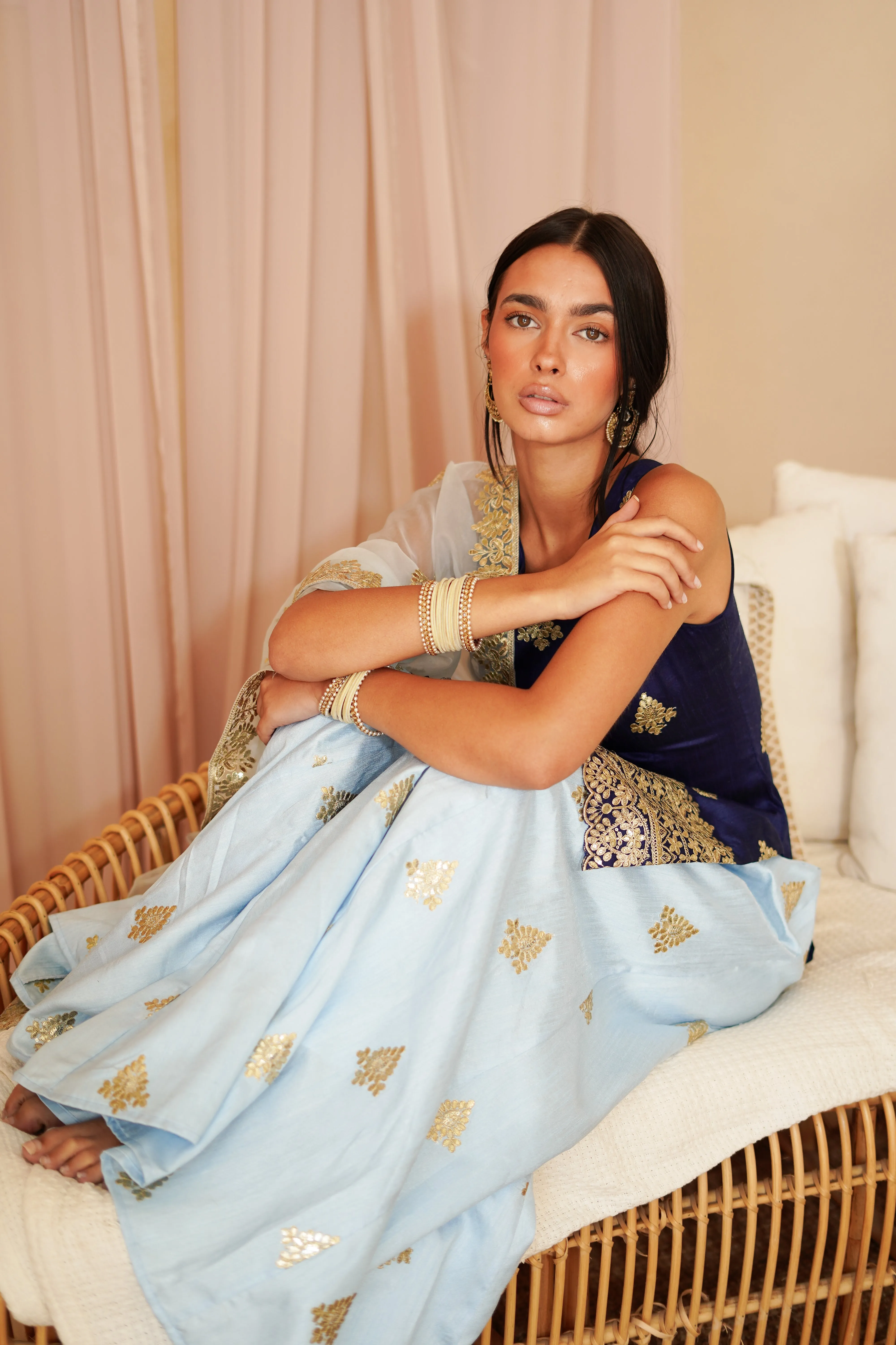 Blue Harmony Mandala Suit and Dupatta