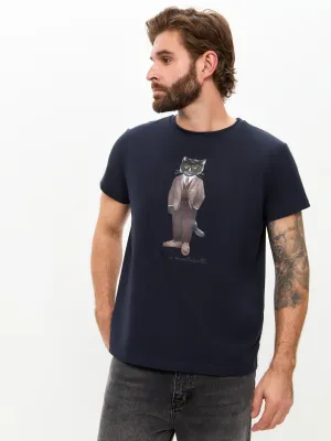 Blue Printed T-shirt PROFESSOR CAT