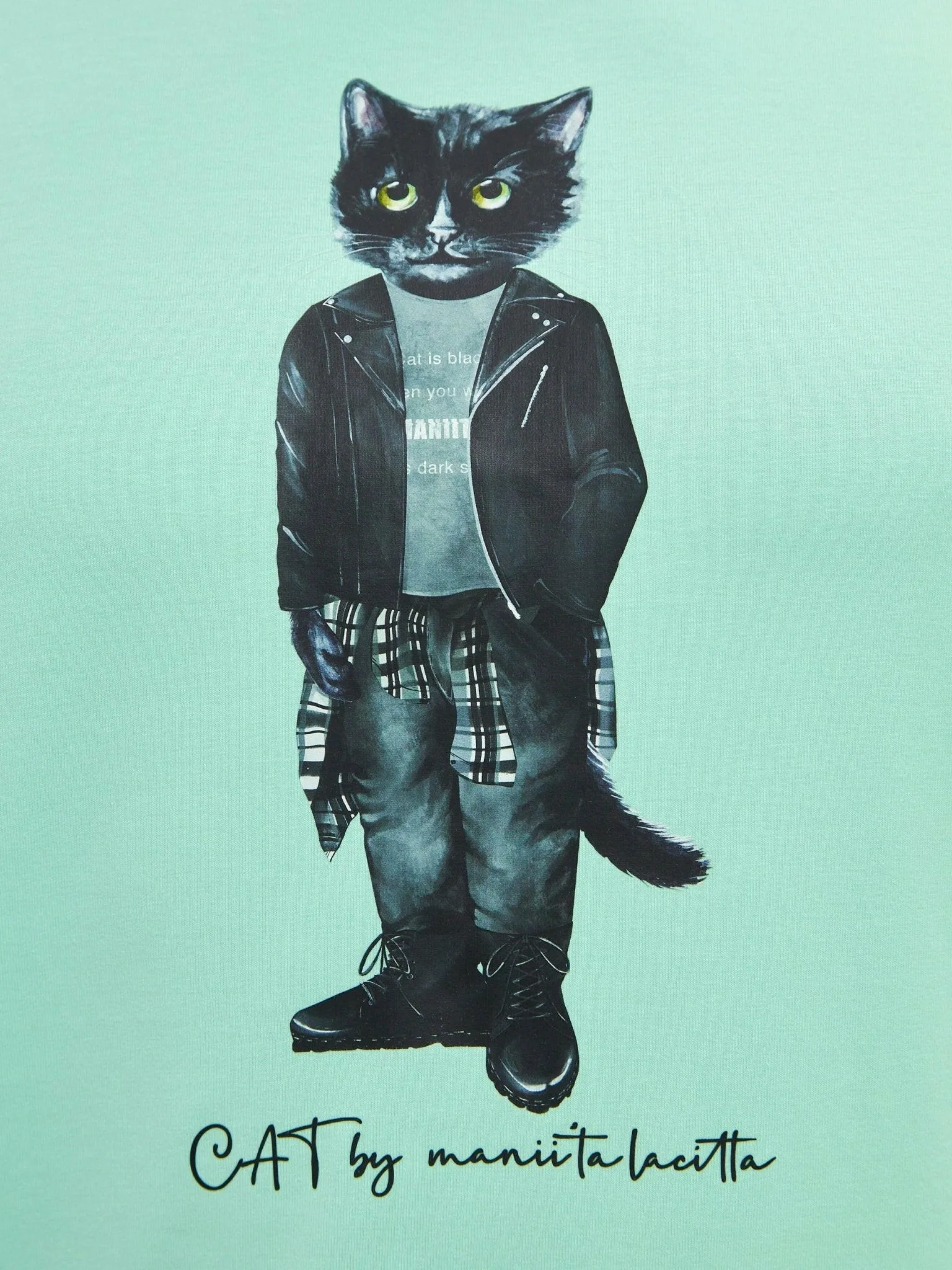 Blue Printed T-shirt ROCKER CAT