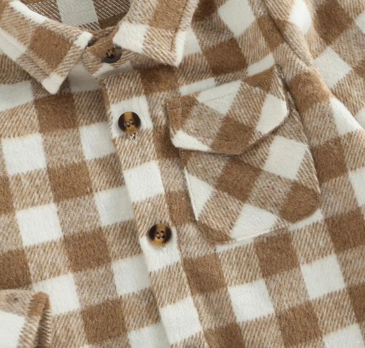 Boys Plaid Cotton Shirt - Grey & White Check