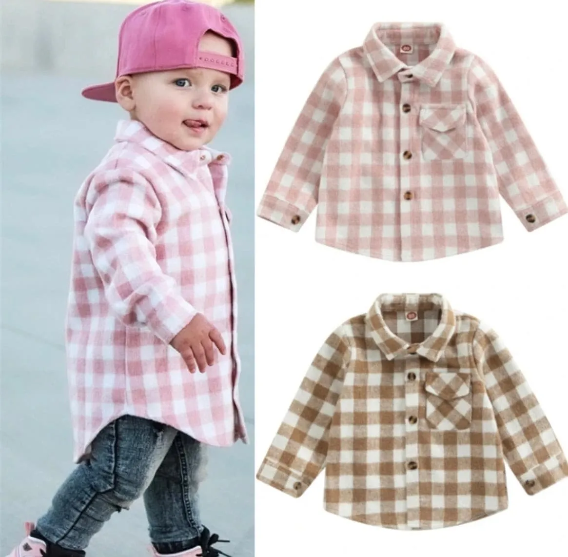 Boys Plaid Cotton Shirt - Pink Check