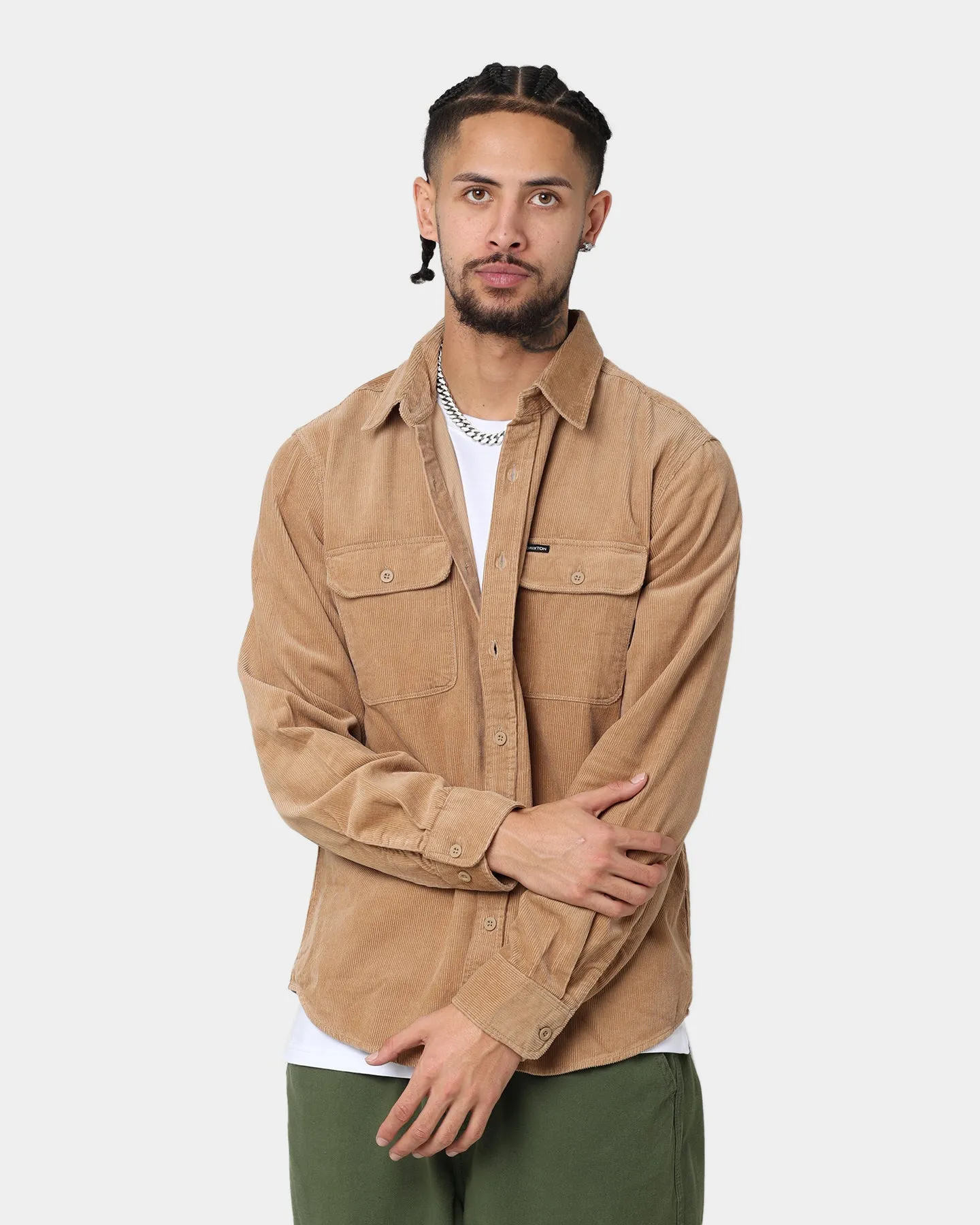 Brixton Bowery Corduroy Long Sleeve Button Up Mojave