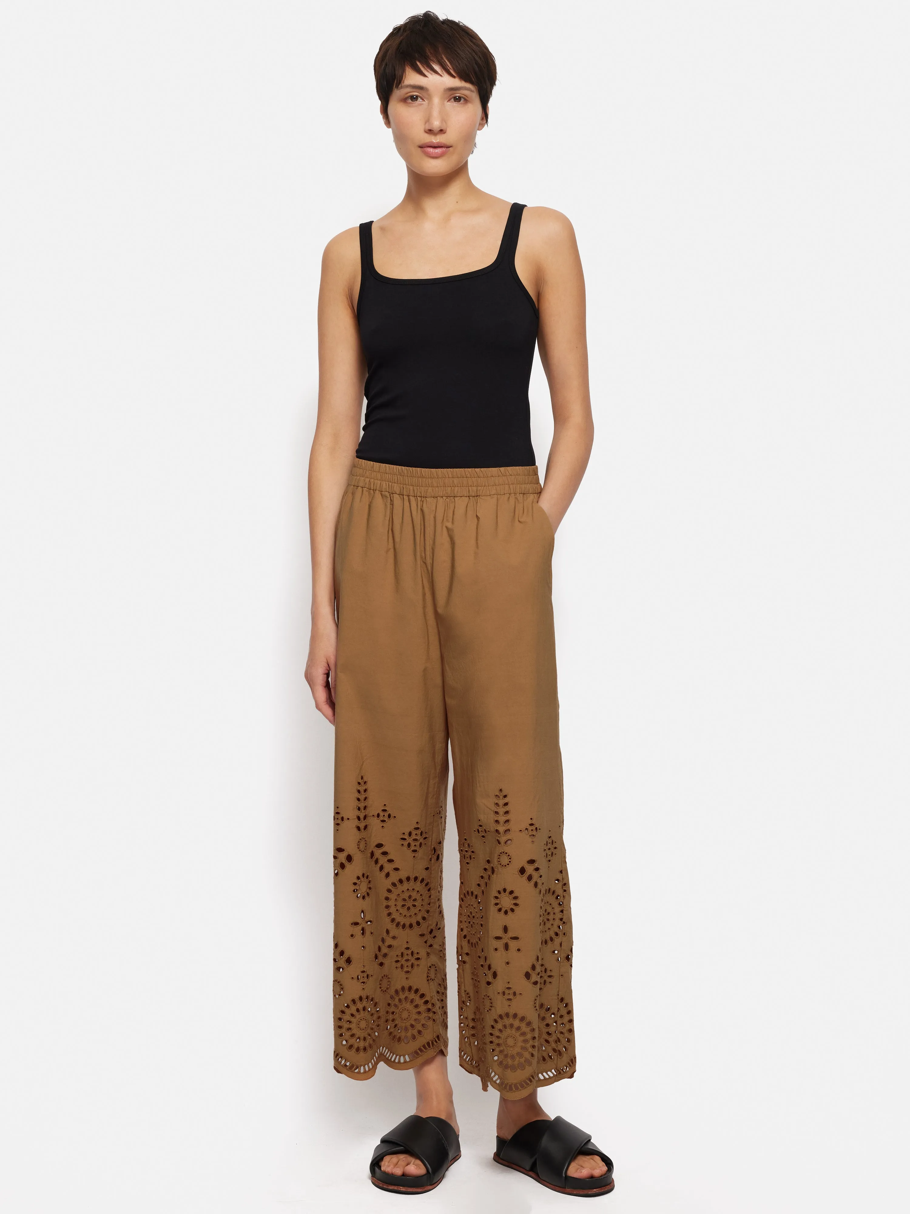 Broderie Trouser | Camel