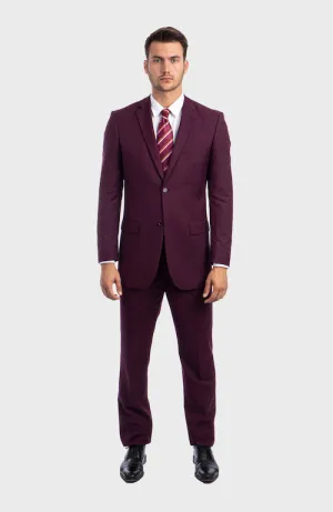 Burgundy 2 Button Twill Modern Fit Suit