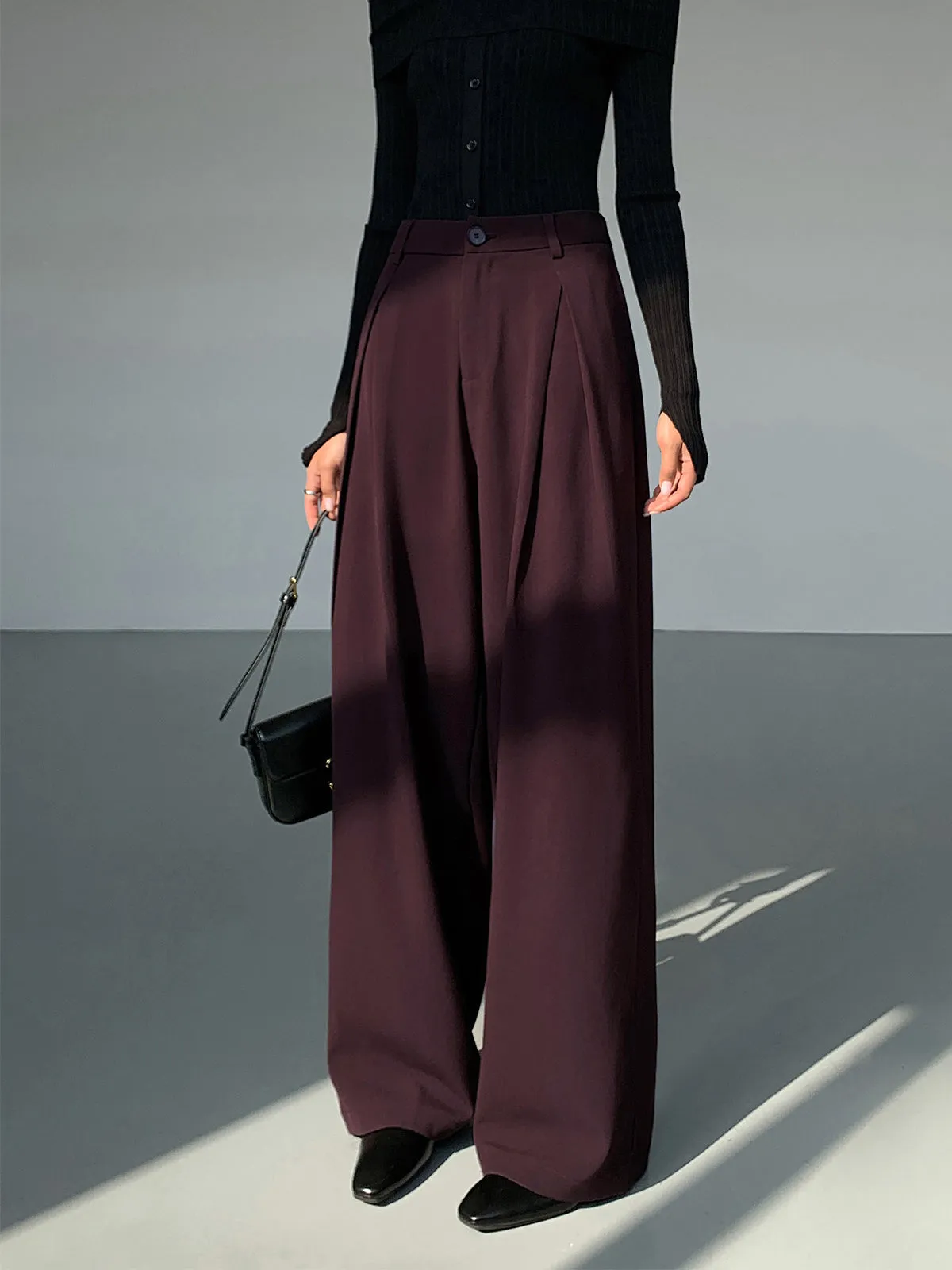 Casual Pleated Graceful Wide Leg Pants