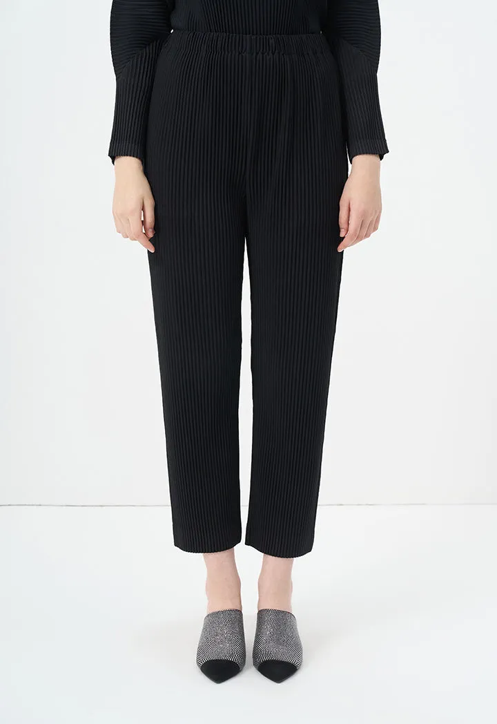 Choice Solid Straight Fit Pleated Trouser Black