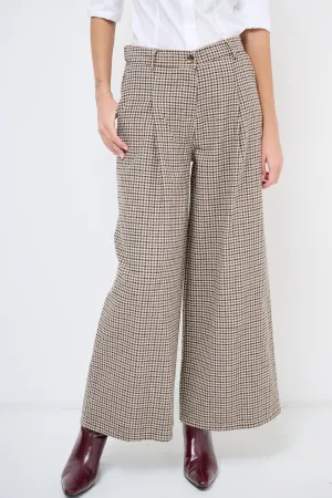 Classic houndstooth wide-leg trousers wholesale