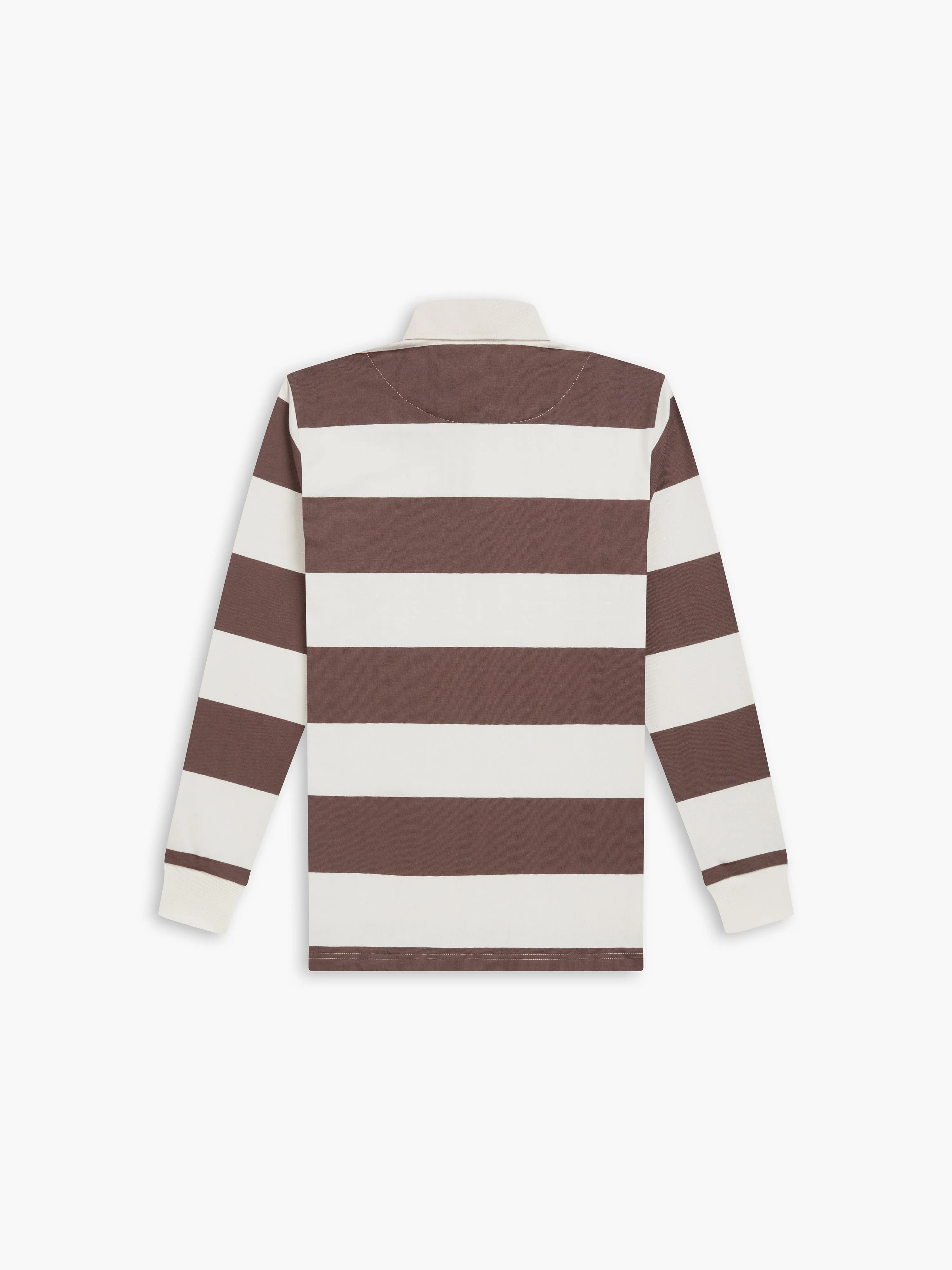 Cotton Rugby Shirt in Brown Stripe