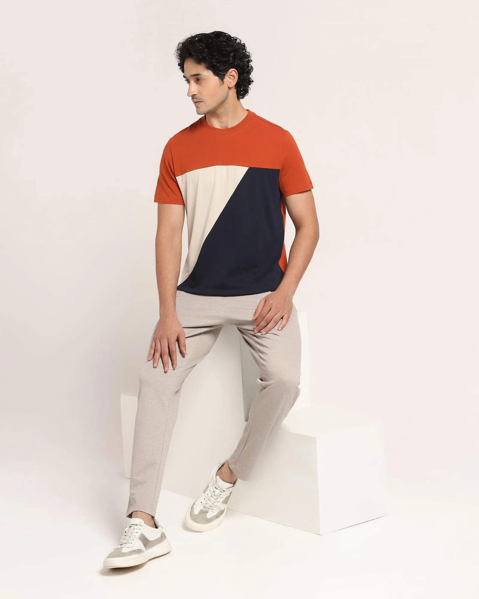 Crew Neck Rust Orange Solid T-Shirt - Bella