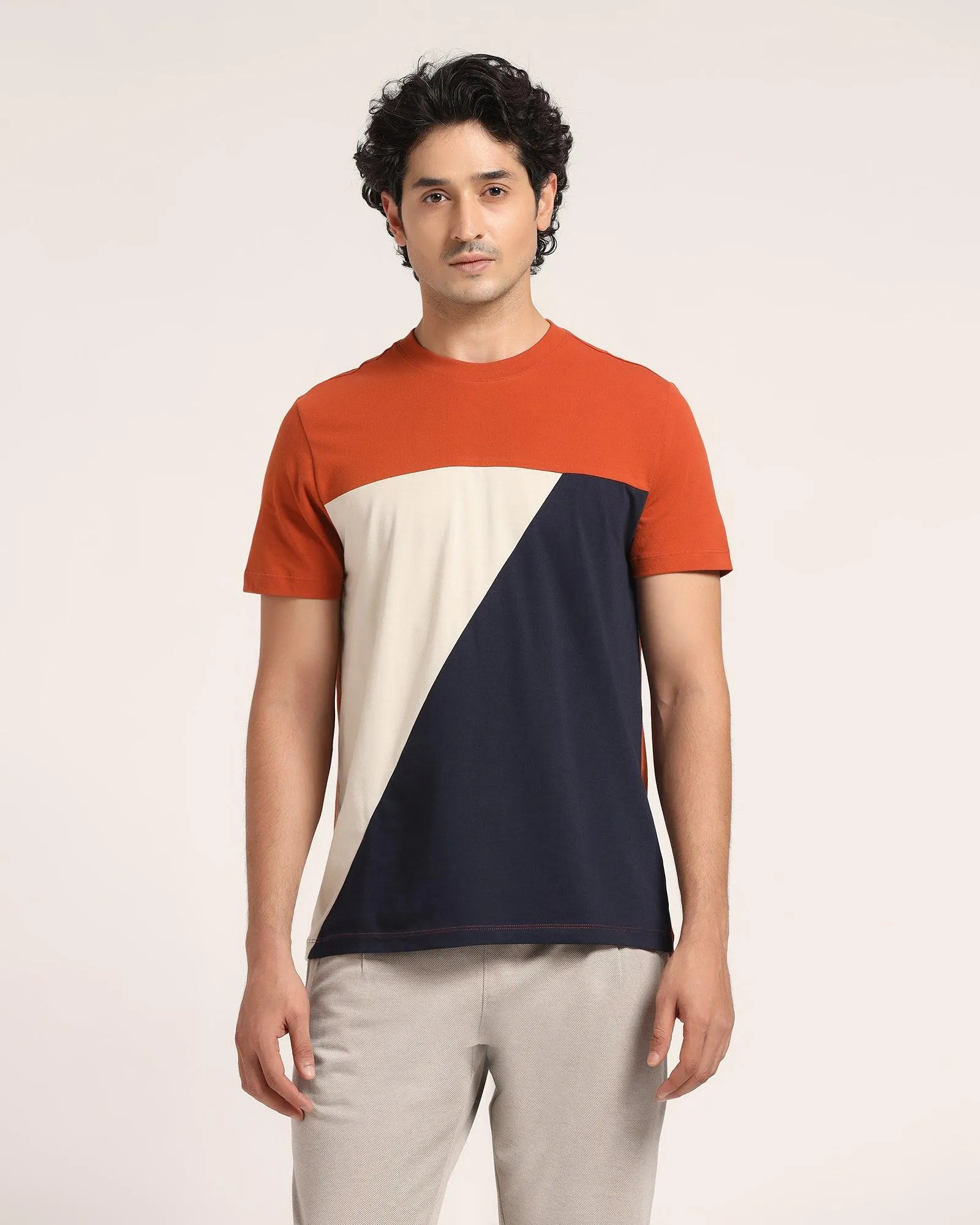 Crew Neck Rust Orange Solid T-Shirt - Bella