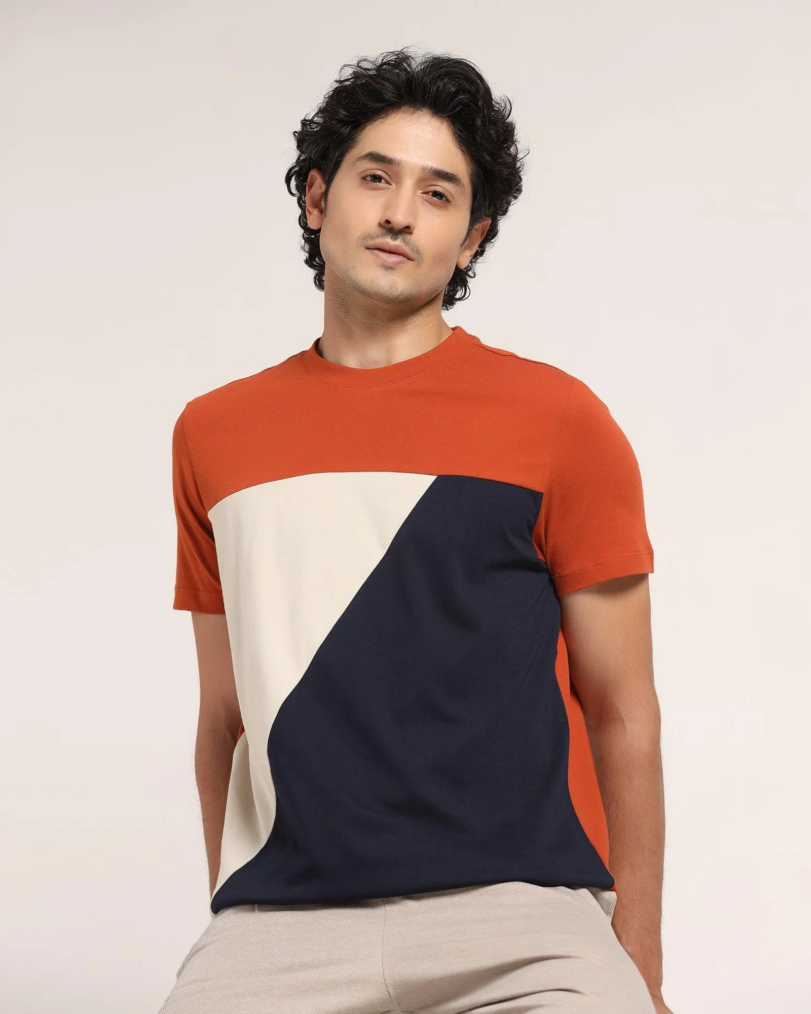 Crew Neck Rust Orange Solid T-Shirt - Bella