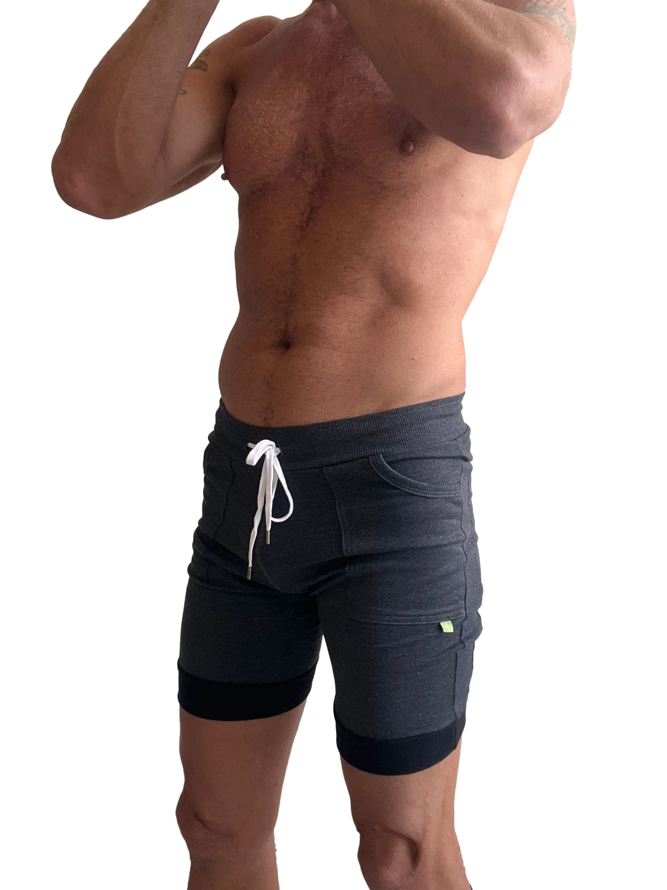 Cuffed Yoga Short (Charcoal w/Black Cuff)