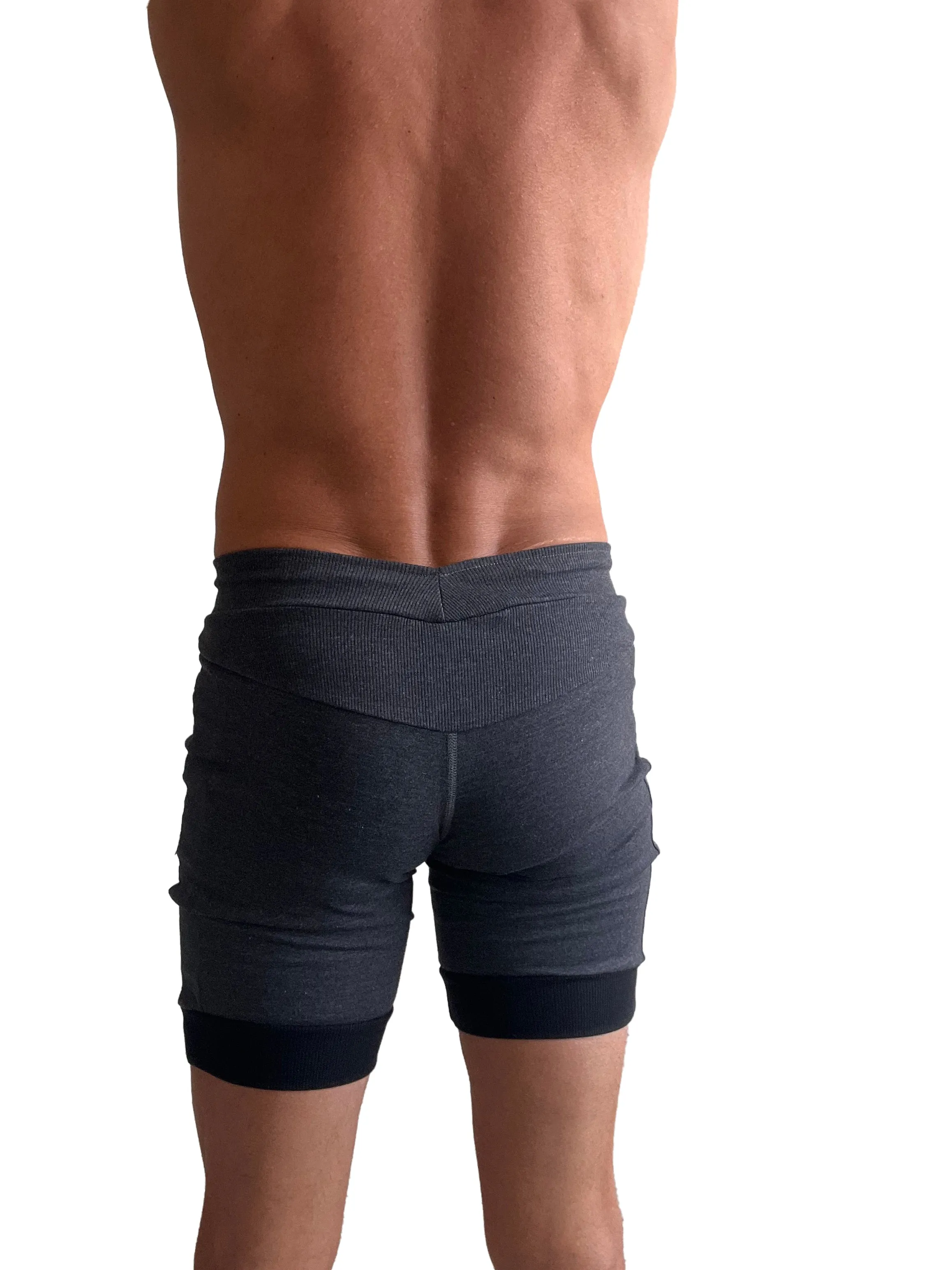 Cuffed Yoga Short (Charcoal w/Black Cuff)