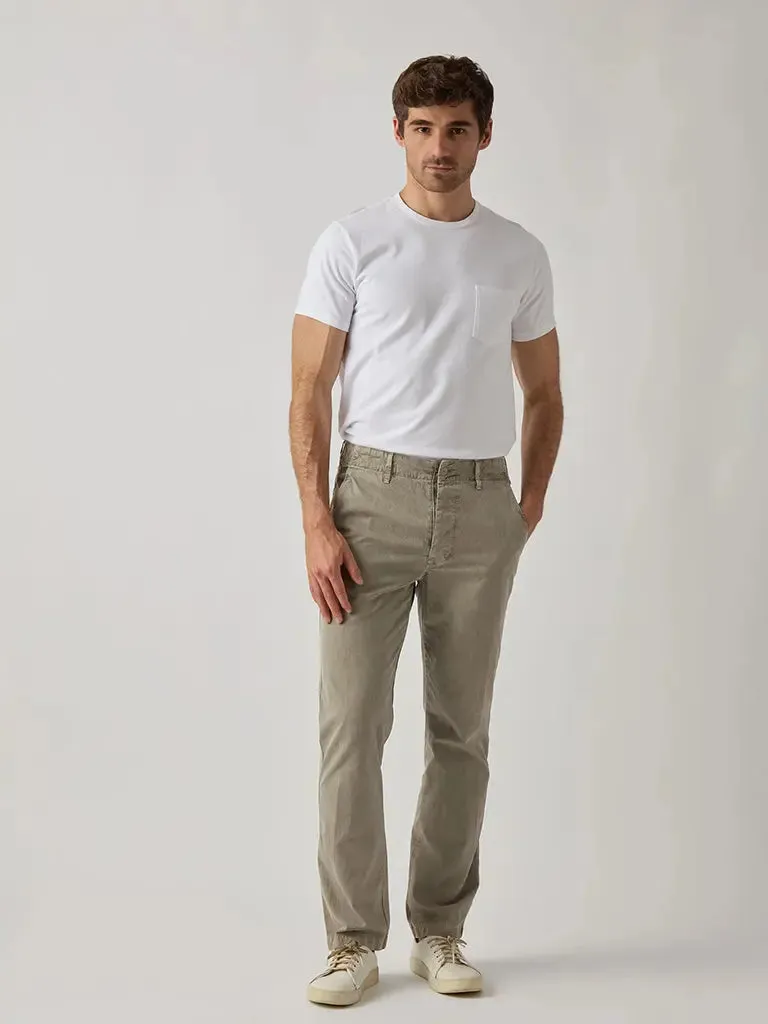 Distressed Button Fly Chino- Khaki