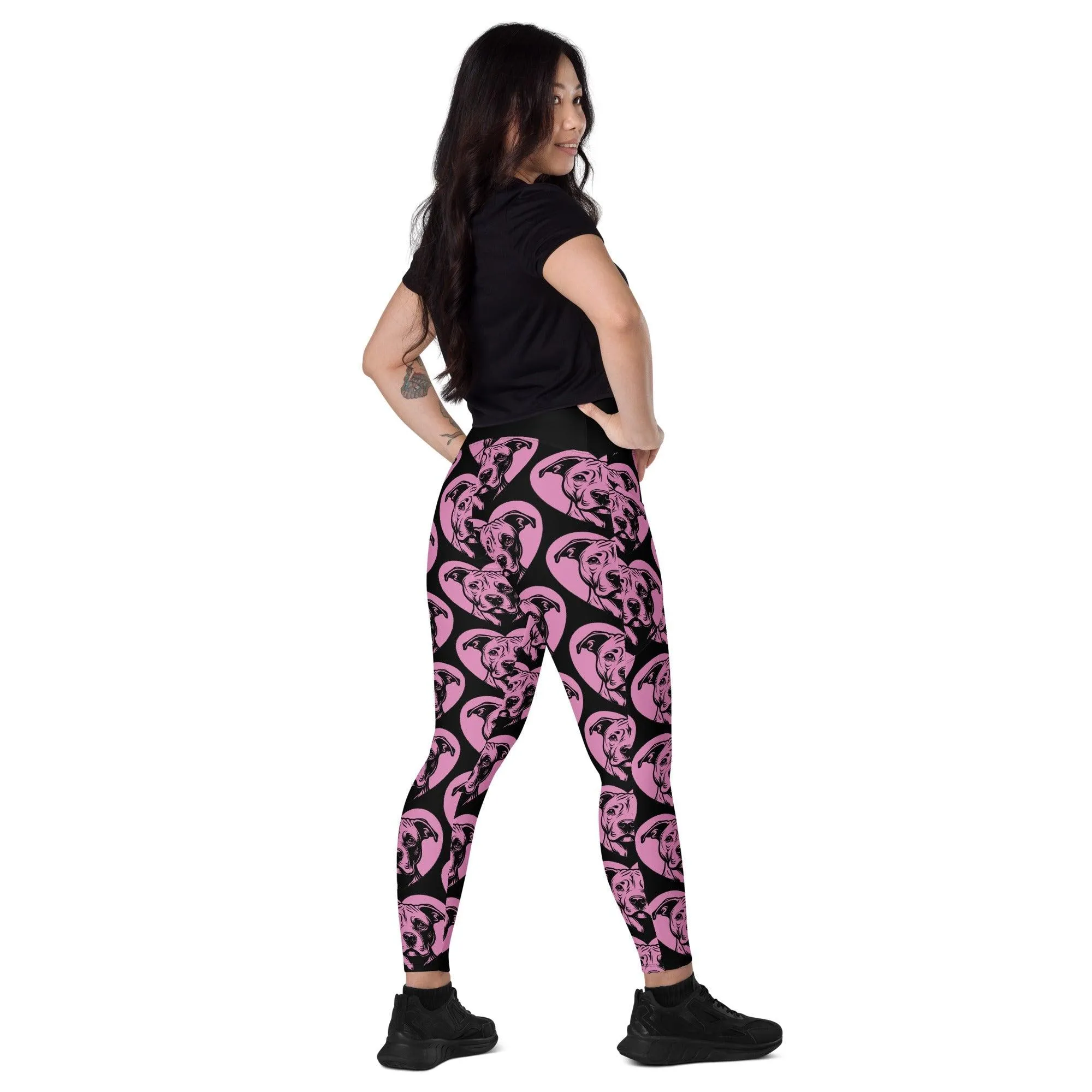 DOG BREED LEGGINGS with pockets - AMERICAN PITBULL - HERTTAHOUND - pink