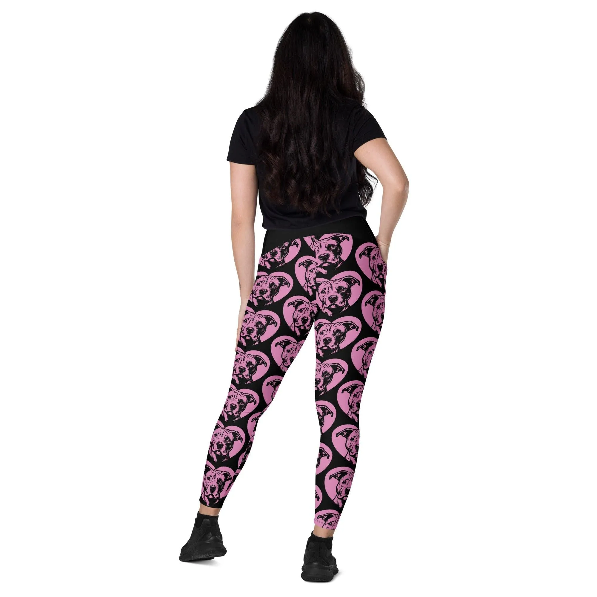 DOG BREED LEGGINGS with pockets - AMERICAN PITBULL - HERTTAHOUND - pink