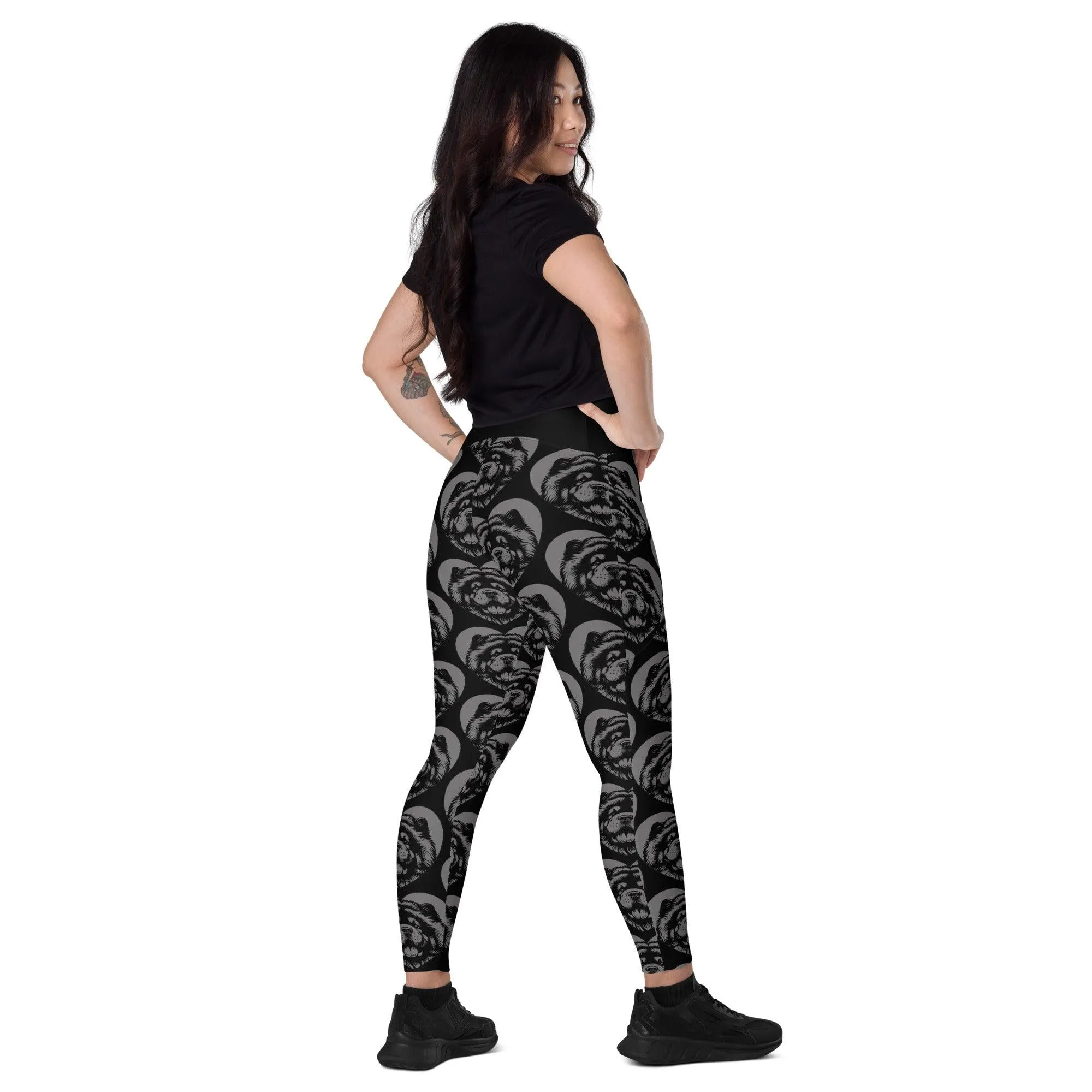 DOG BREED LEGGINGS with pockets - CHOW CHOW - HERTTAHOUND - grey