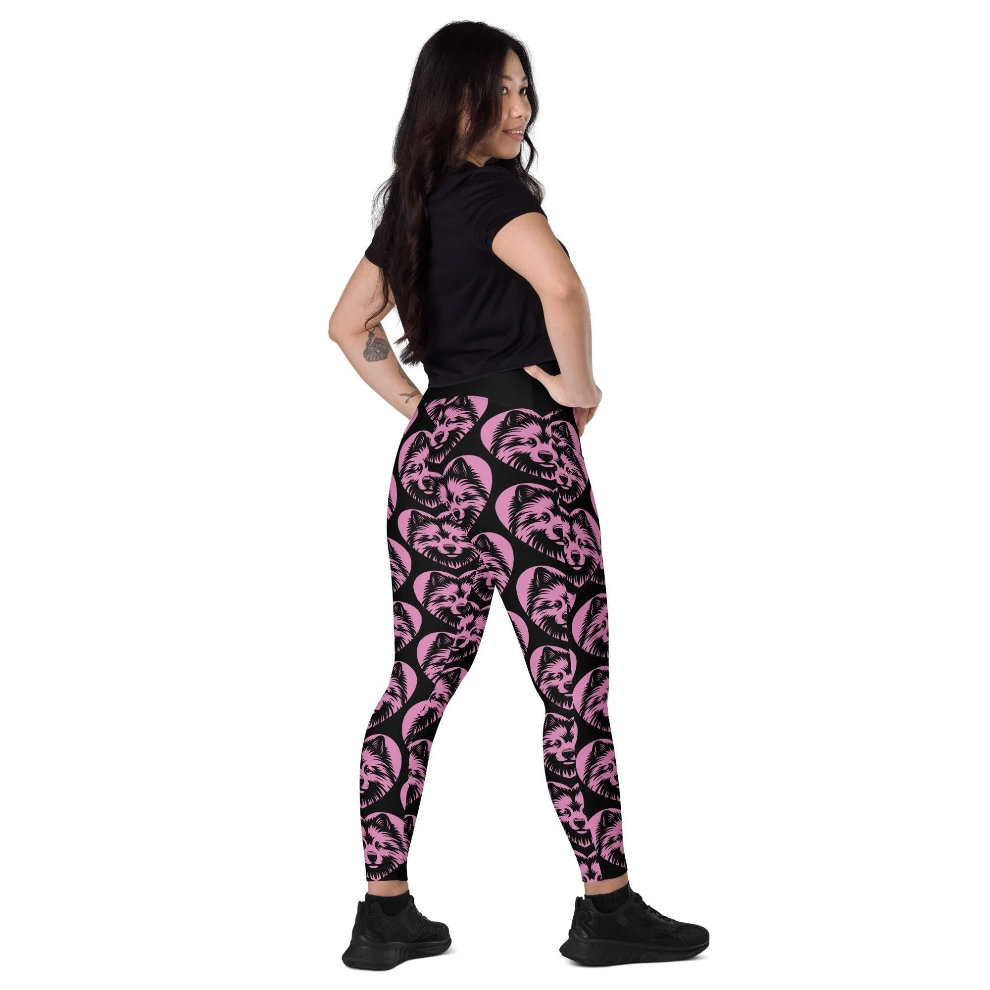 DOG BREED LEGGINGS with pockets - KEESHOND - HERTTAHOUND - pink