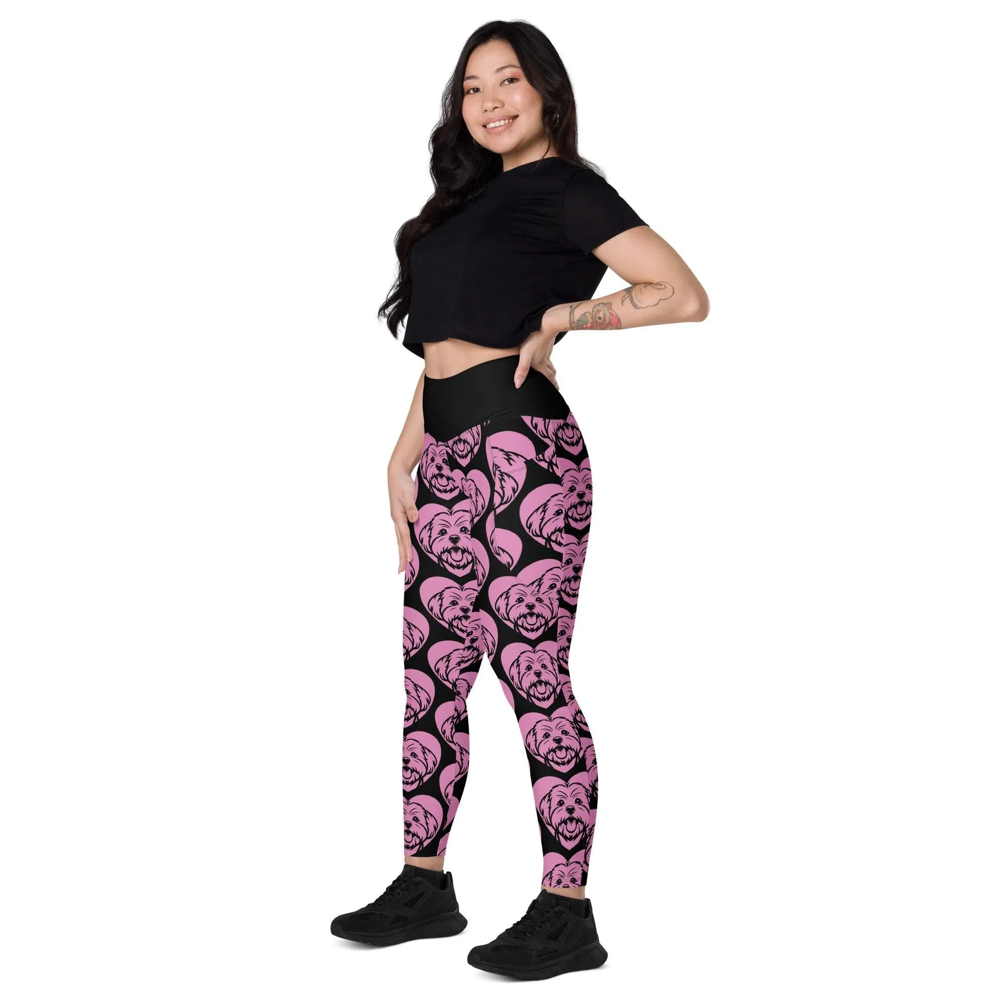 DOG BREED LEGGINGS with pockets - MALTESE - HERTTAHOUND - pink