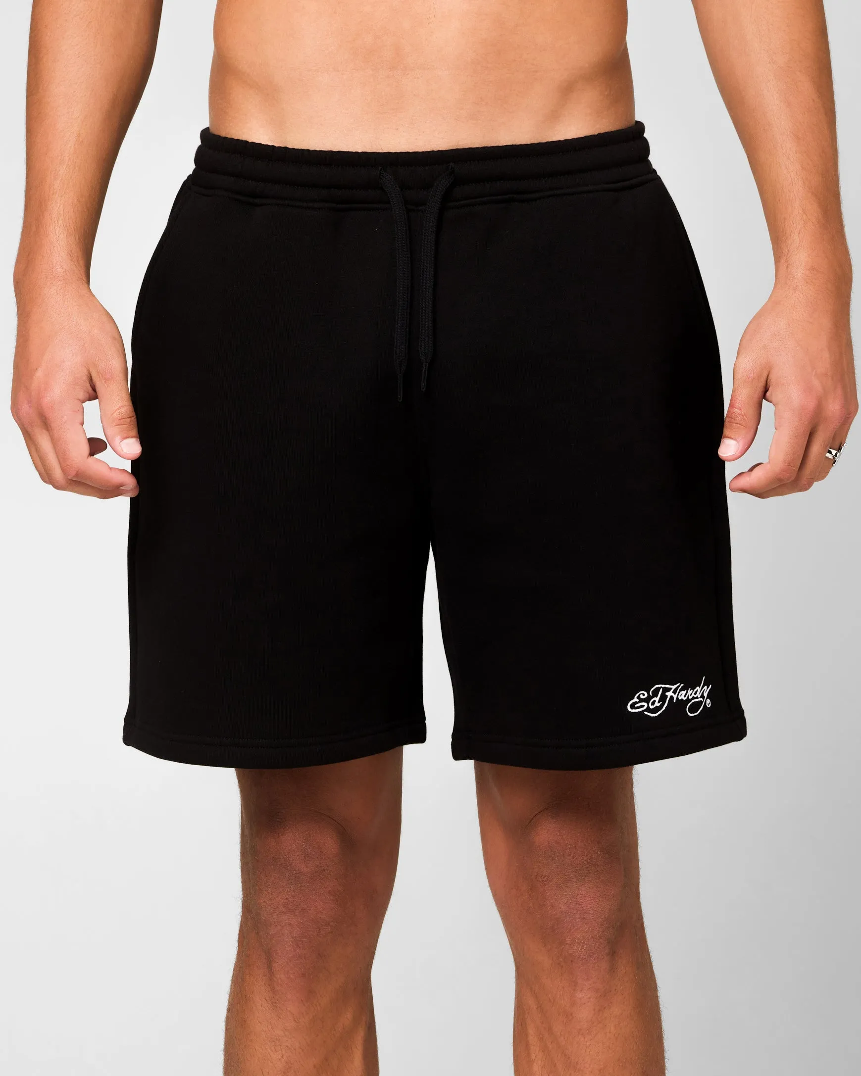 Ed Hardy Skull Fleece Shorts Black