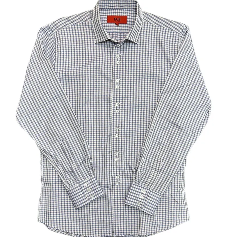 ELIE SLIM FIT SMALL CHECK BOY`S D.SHT -BLUE