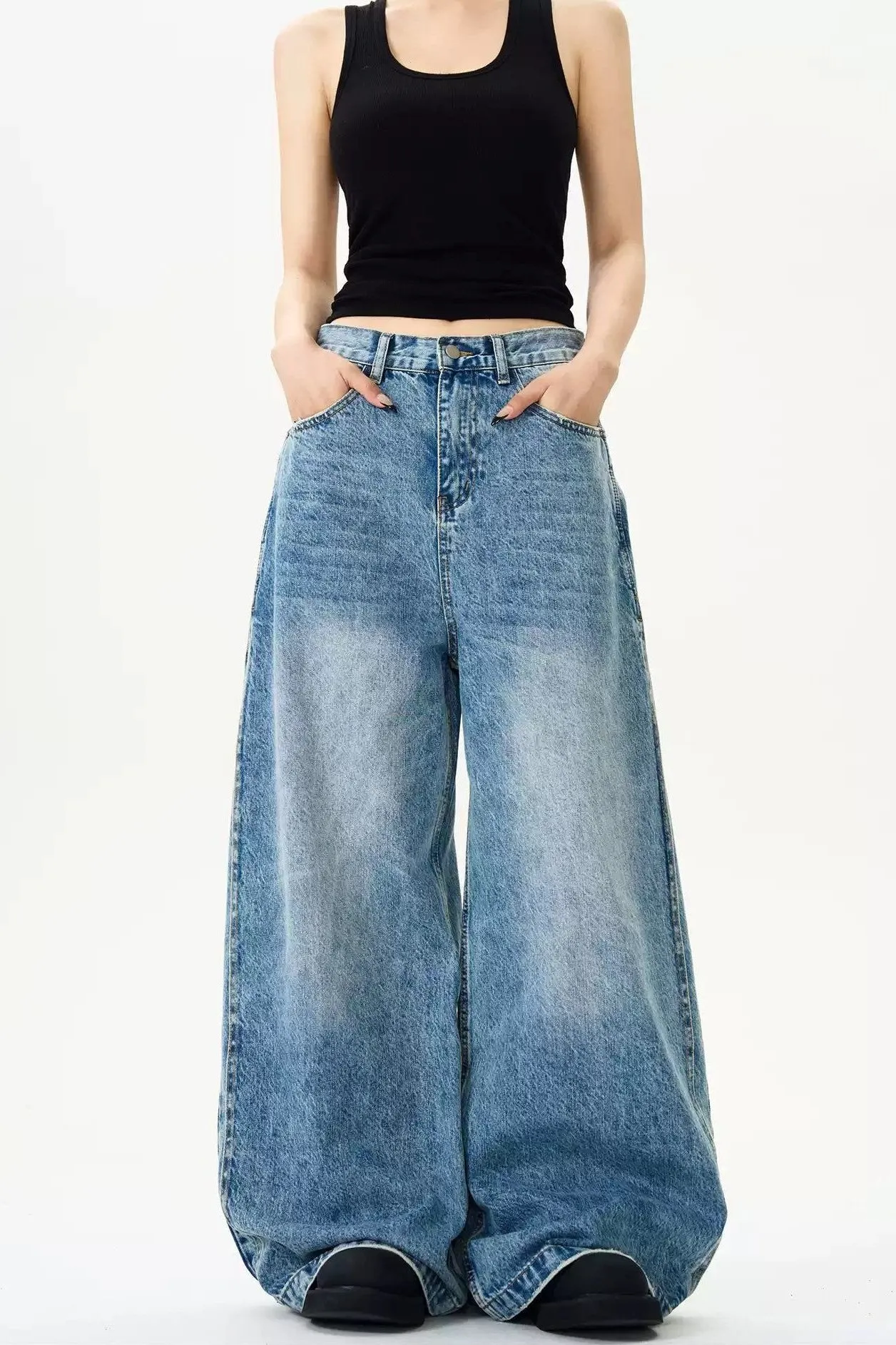 Faded Versatile Wide Jeans