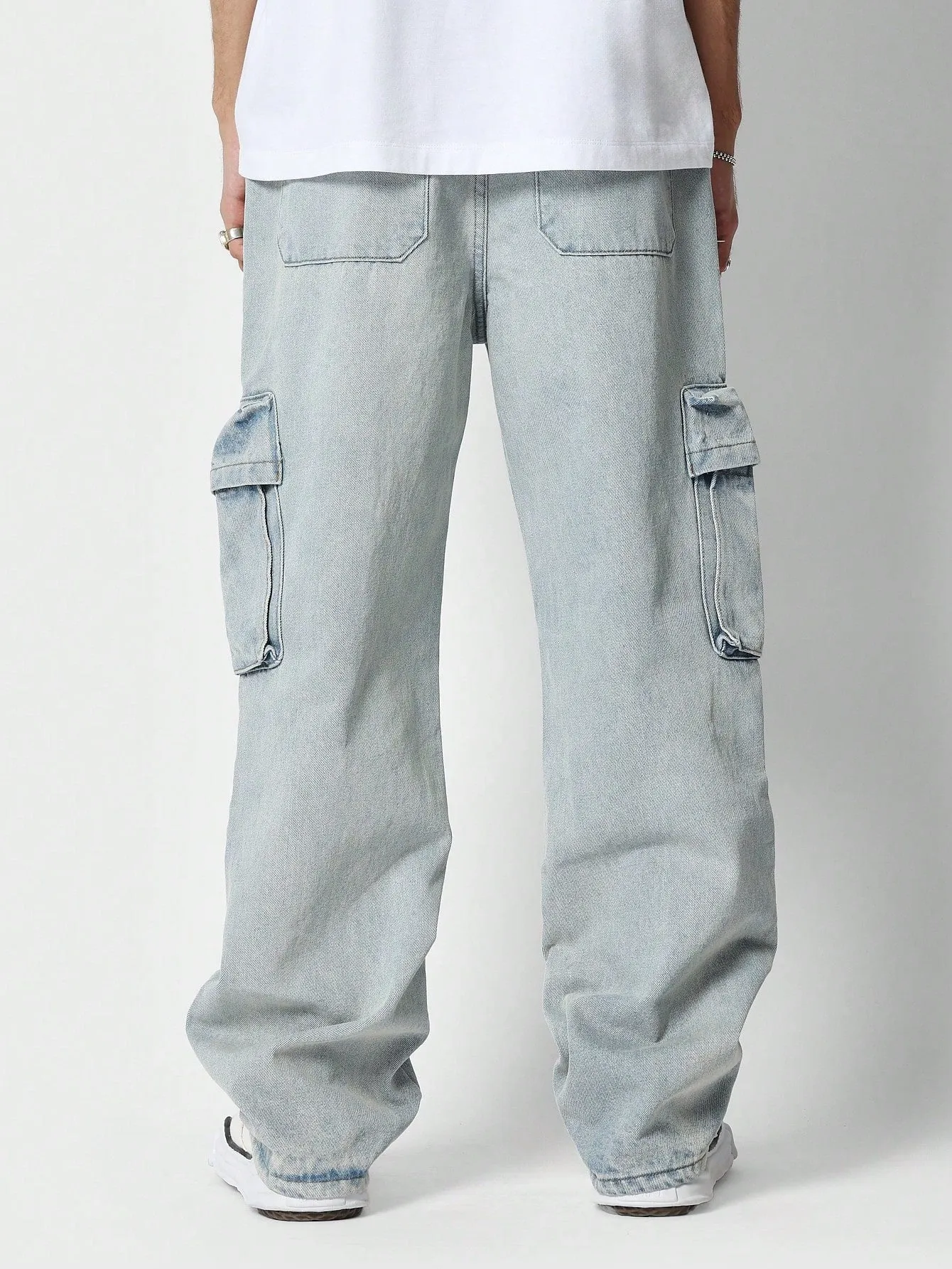 Flare Fit Distressed Cargo Jean