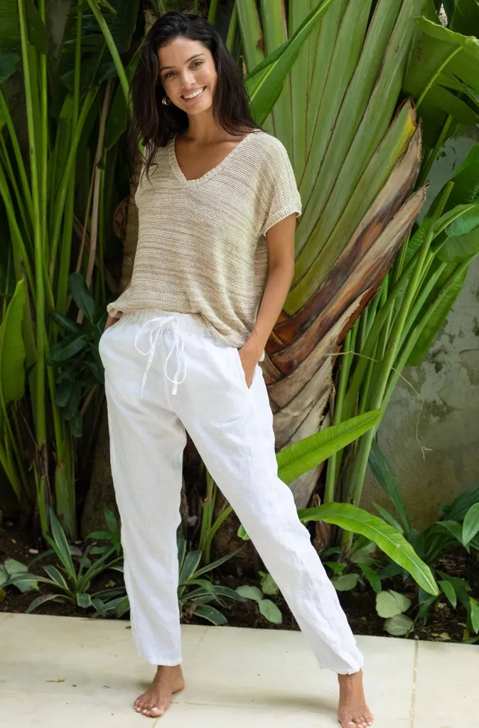 Frockk Portia Pant in White Linen